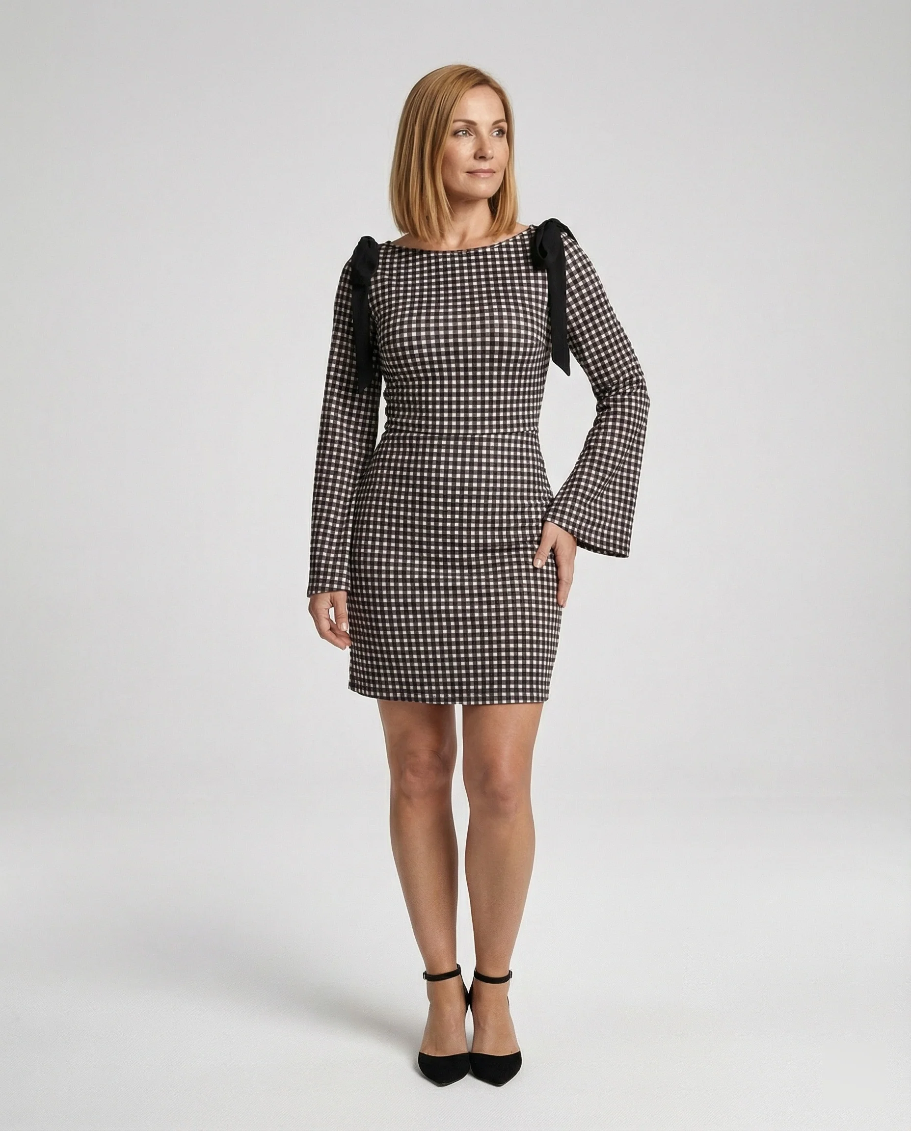 Damen Etuikleid kariert elegant - Image 4