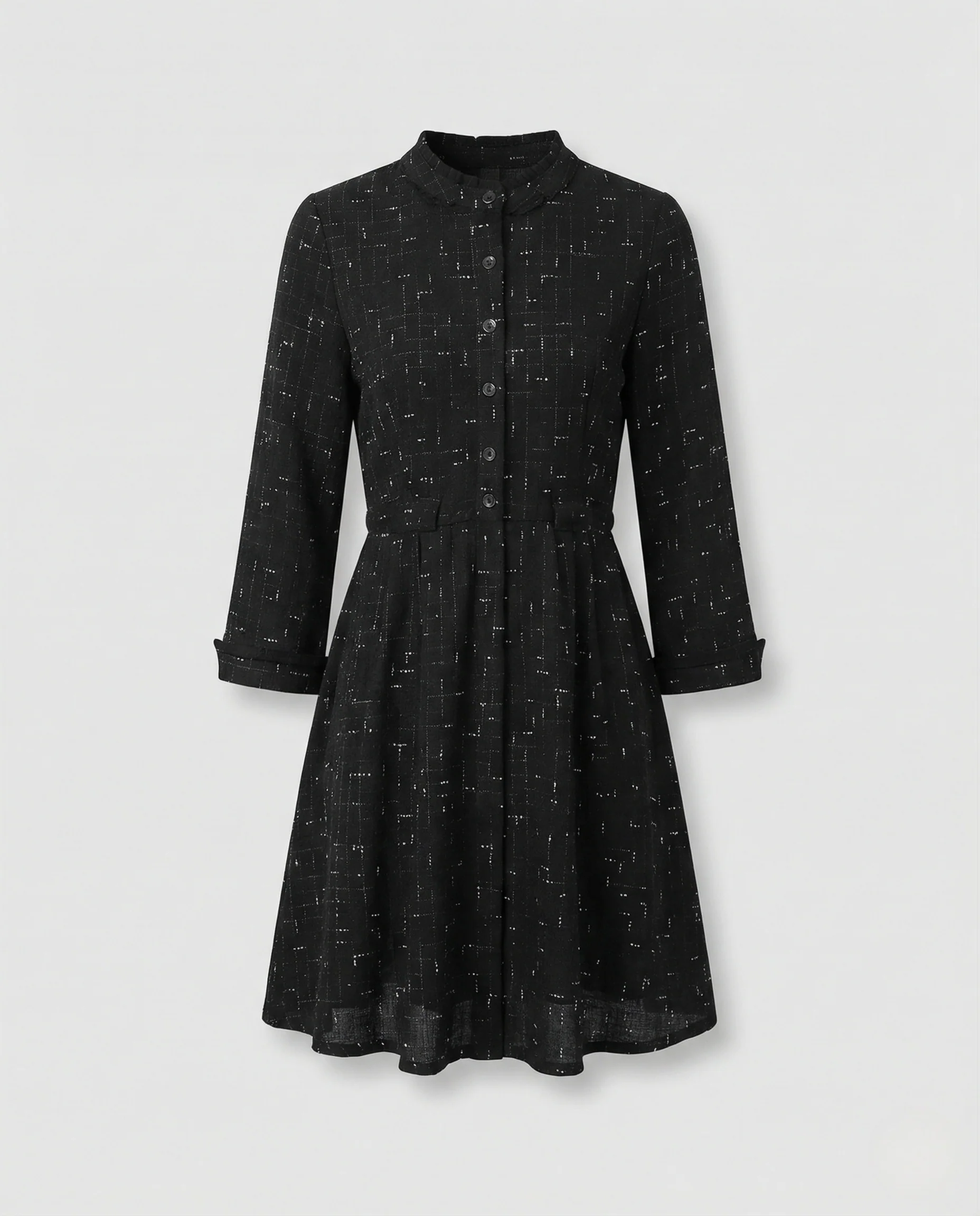 Damen Tweedoptik Kleid mit Knöpfen - Image 5