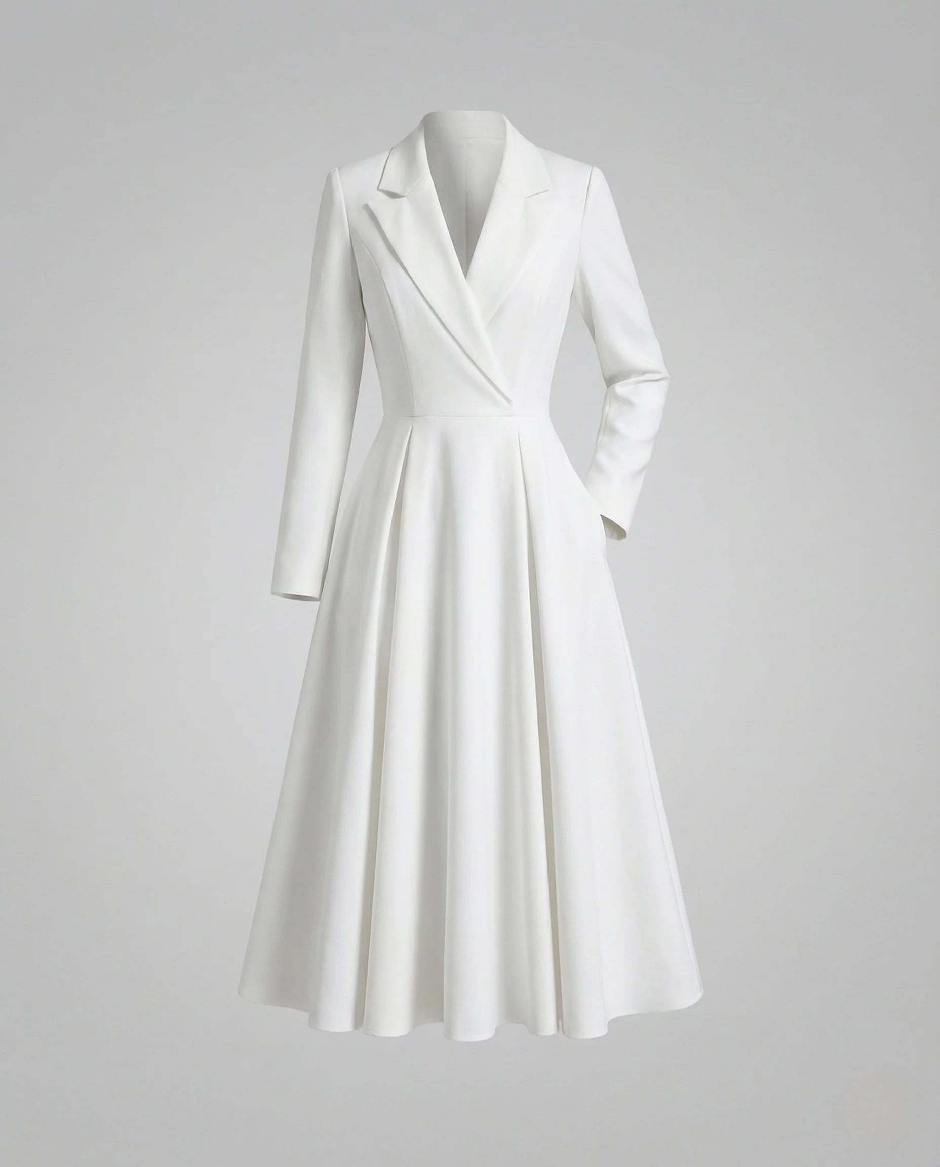Damen Blazer Kleid Tailliert im Mantelstil mit A Linien Rock - Image 5