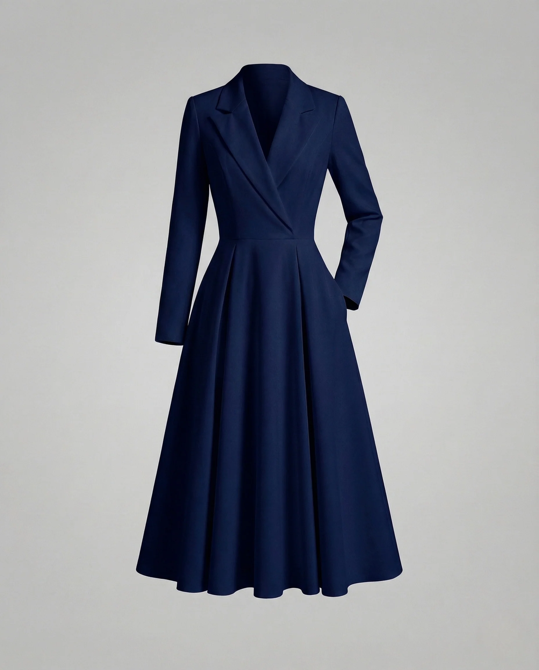 Damen Blazer Kleid Tailliert im Mantelstil mit A Linien Rock - Image 7