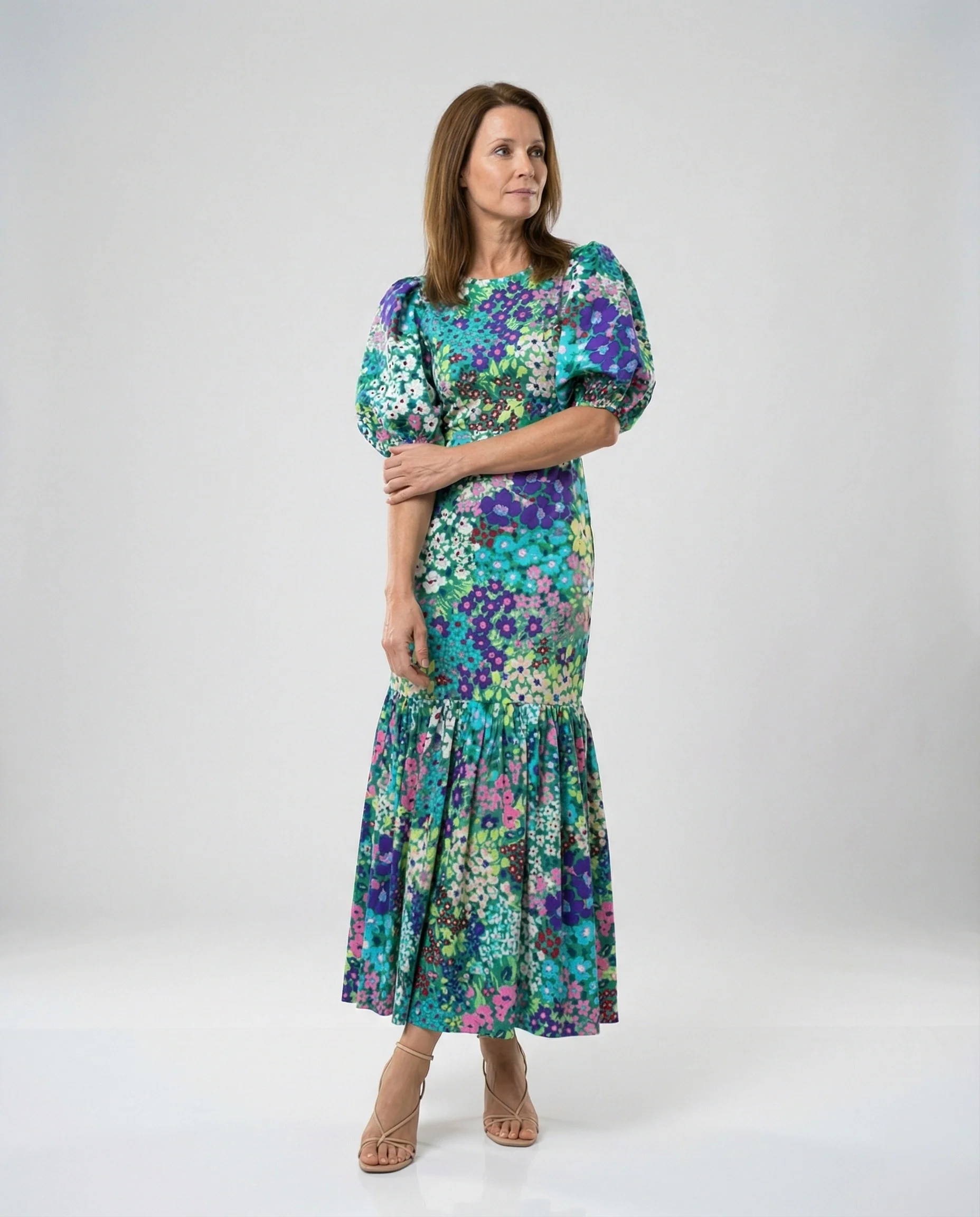 Damen Maxikleid mit Puffärmeln elegant - Image 5