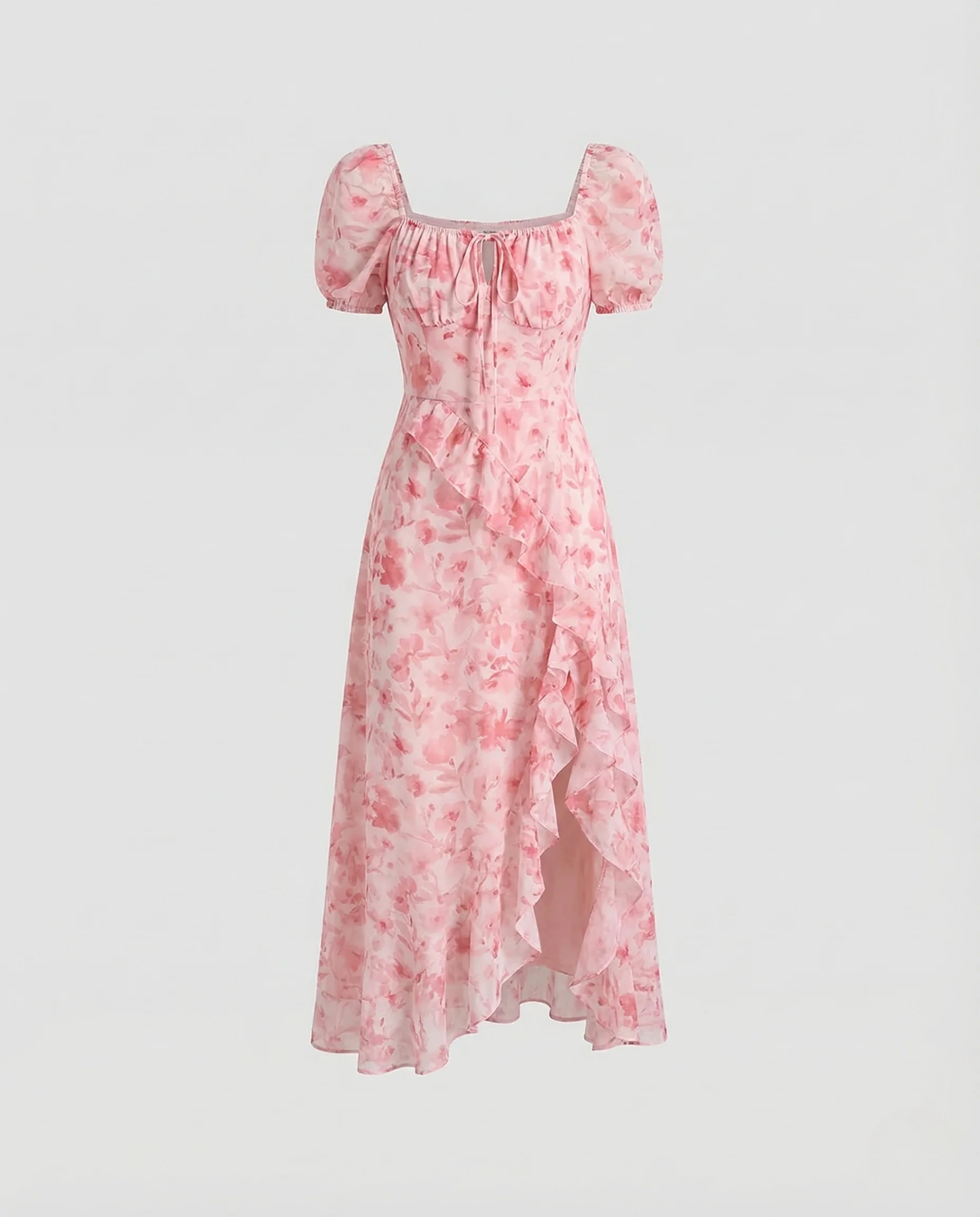 Damen Maxikleid Puffärmel Volantsaum - Image 5