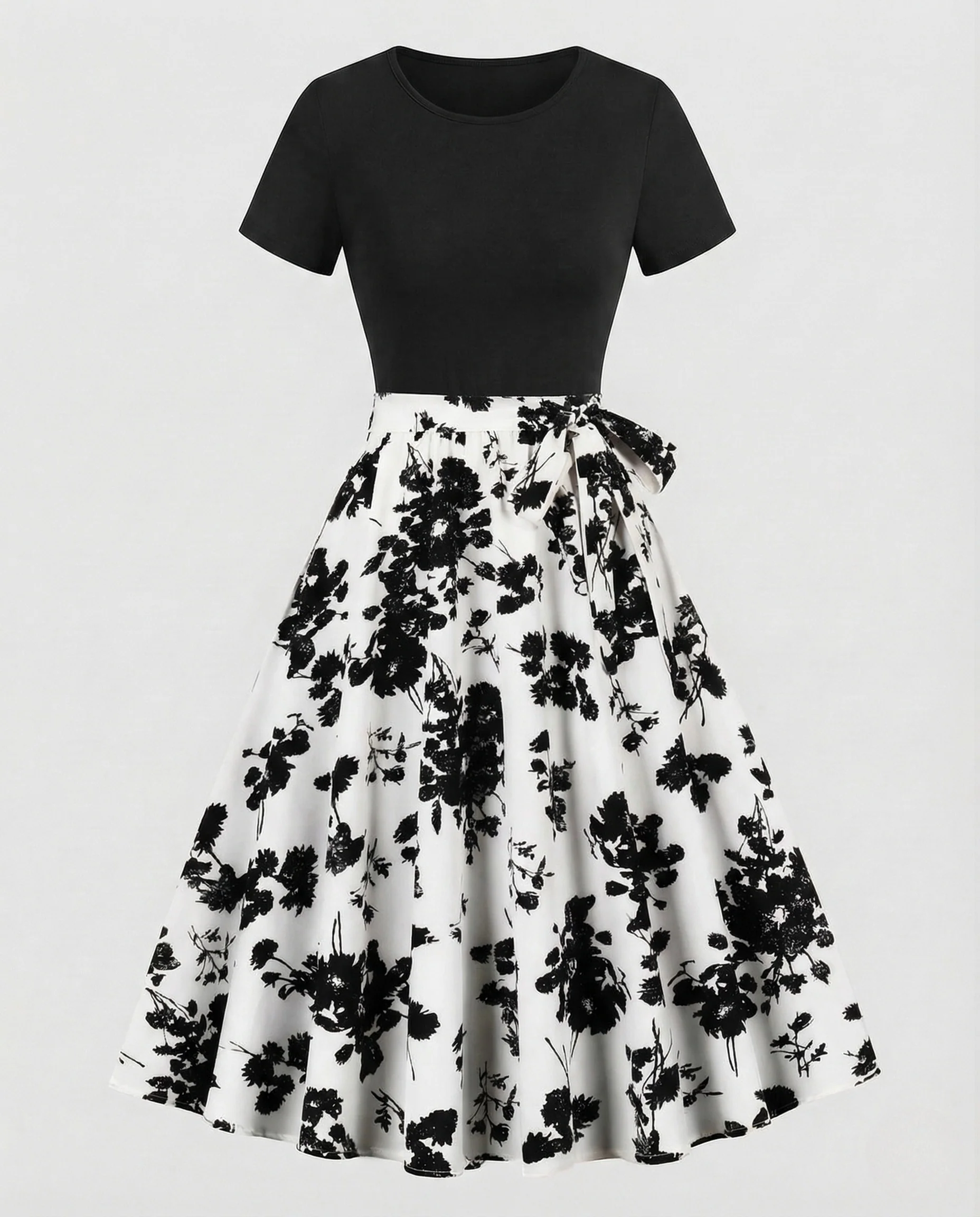 Damen Midikleid Blumenmuster Tellerrock - Image 5