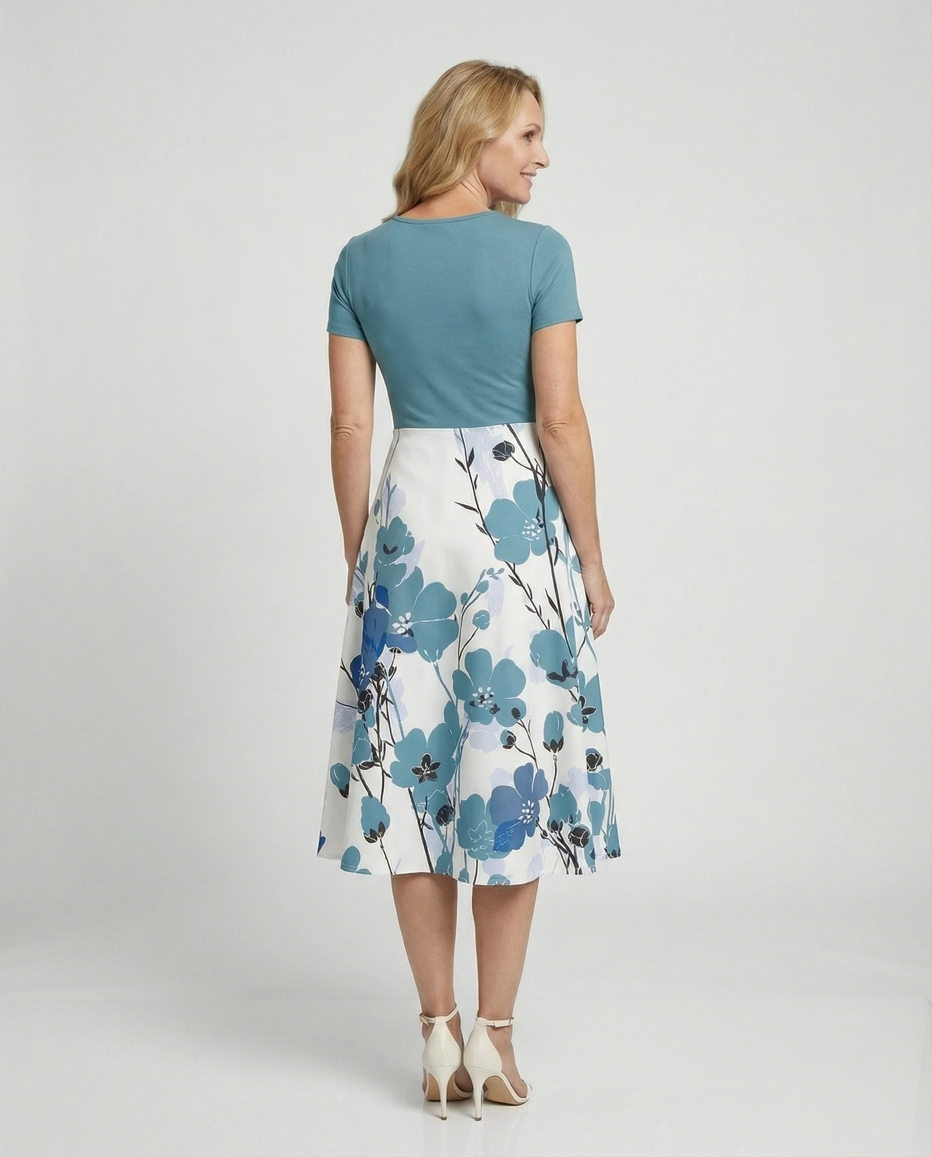 Damen Midikleid Tellerrock elegant - Image 3