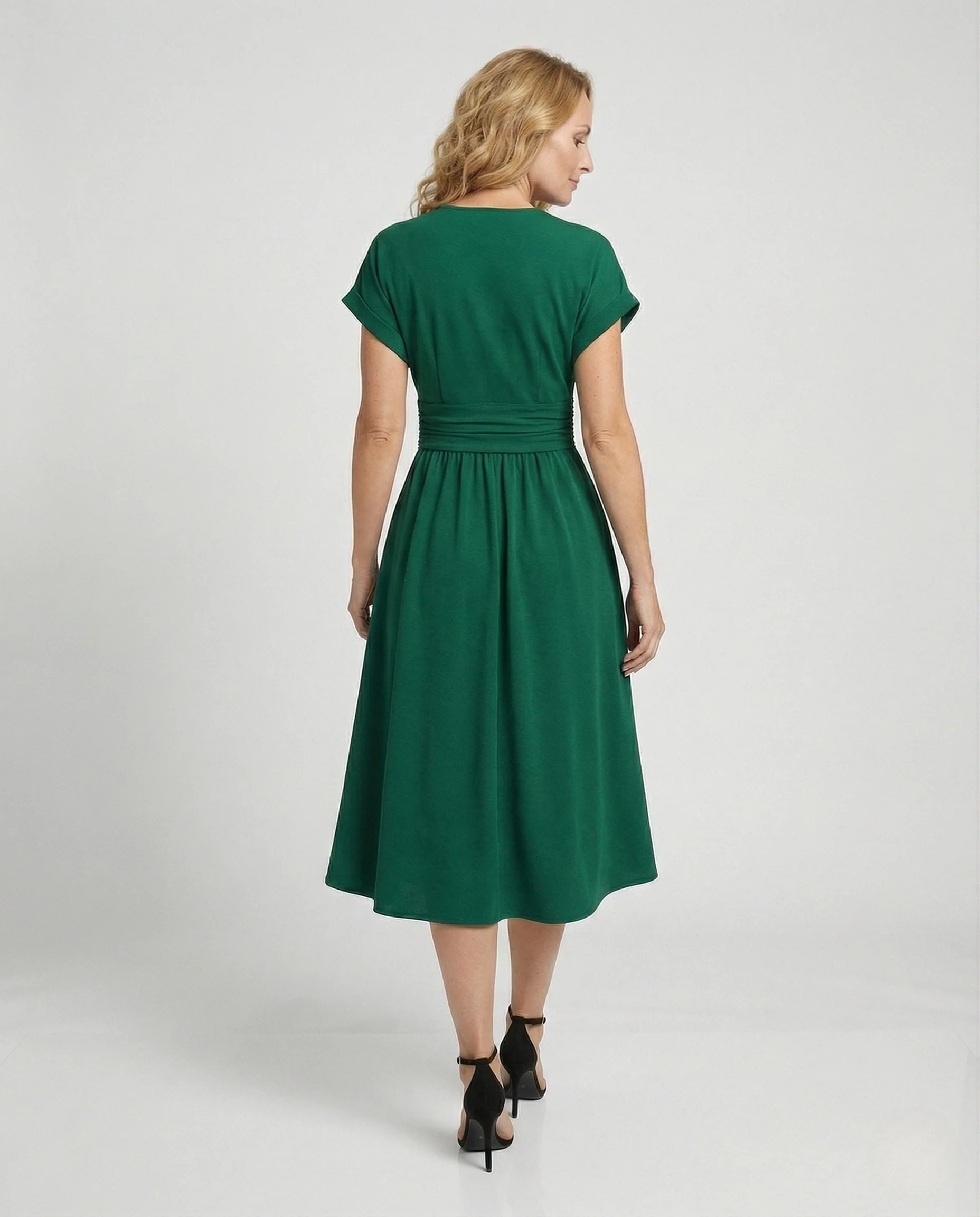 Freizeitkleid Damen Midikleid V-Ausschnitt - Image 4