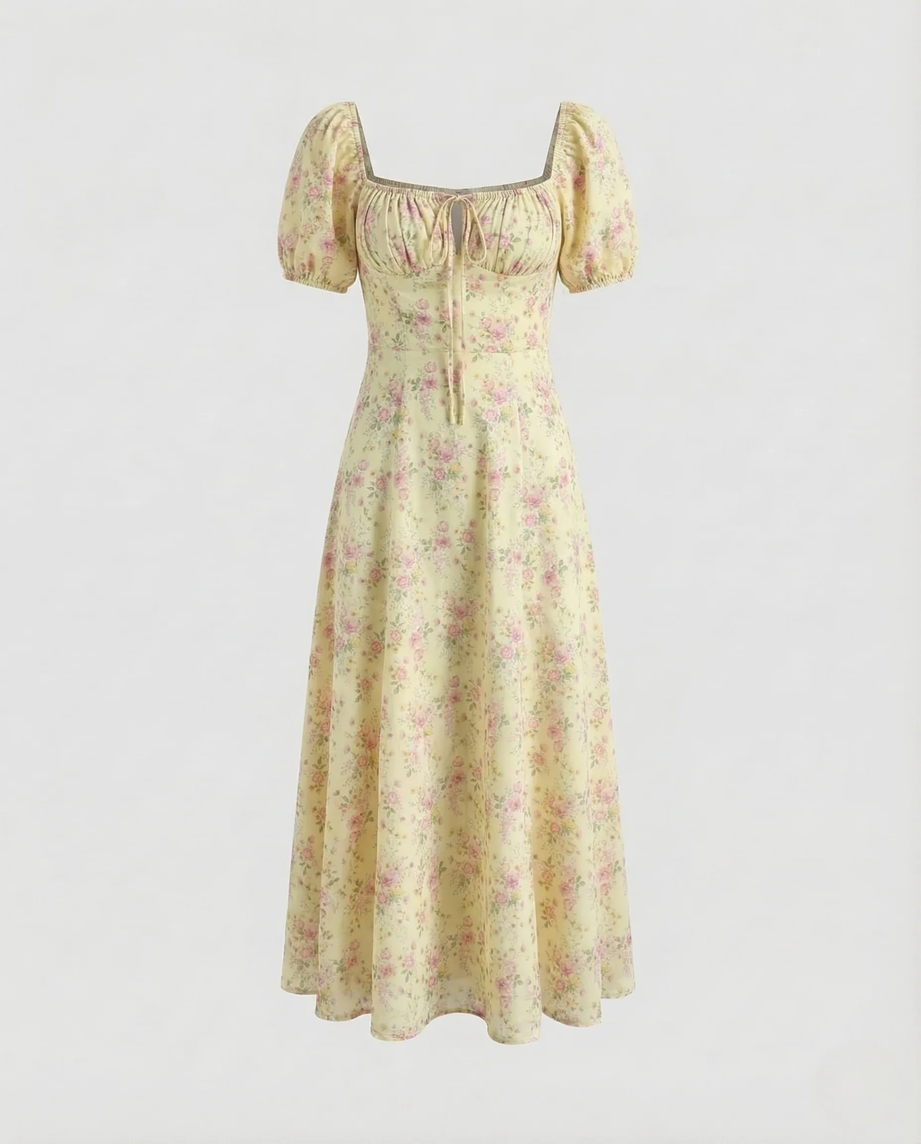 Damen Midikleid Puffärmel Korsage - Image 10