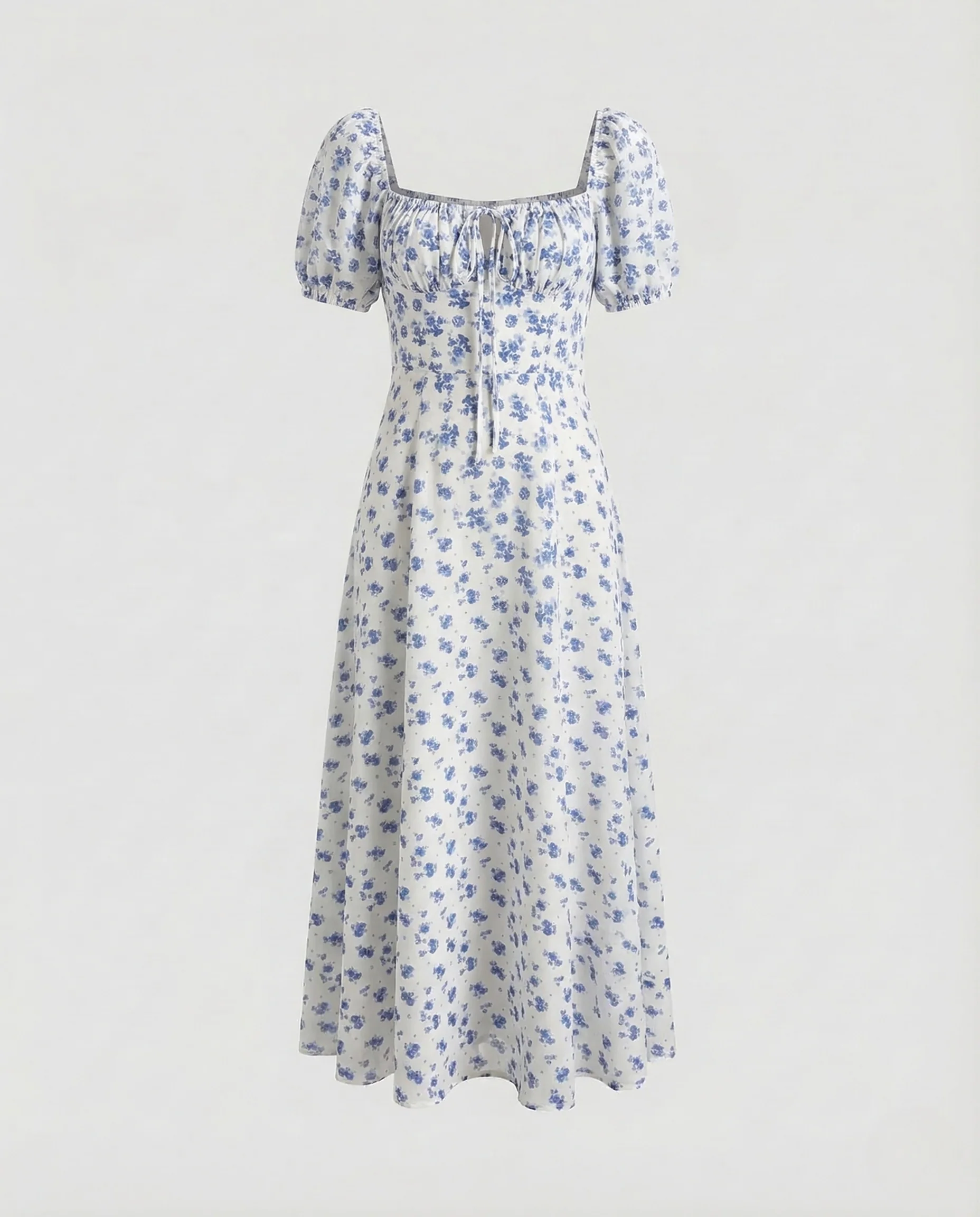 Damen Midikleid Puffärmel Korsage - Image 11