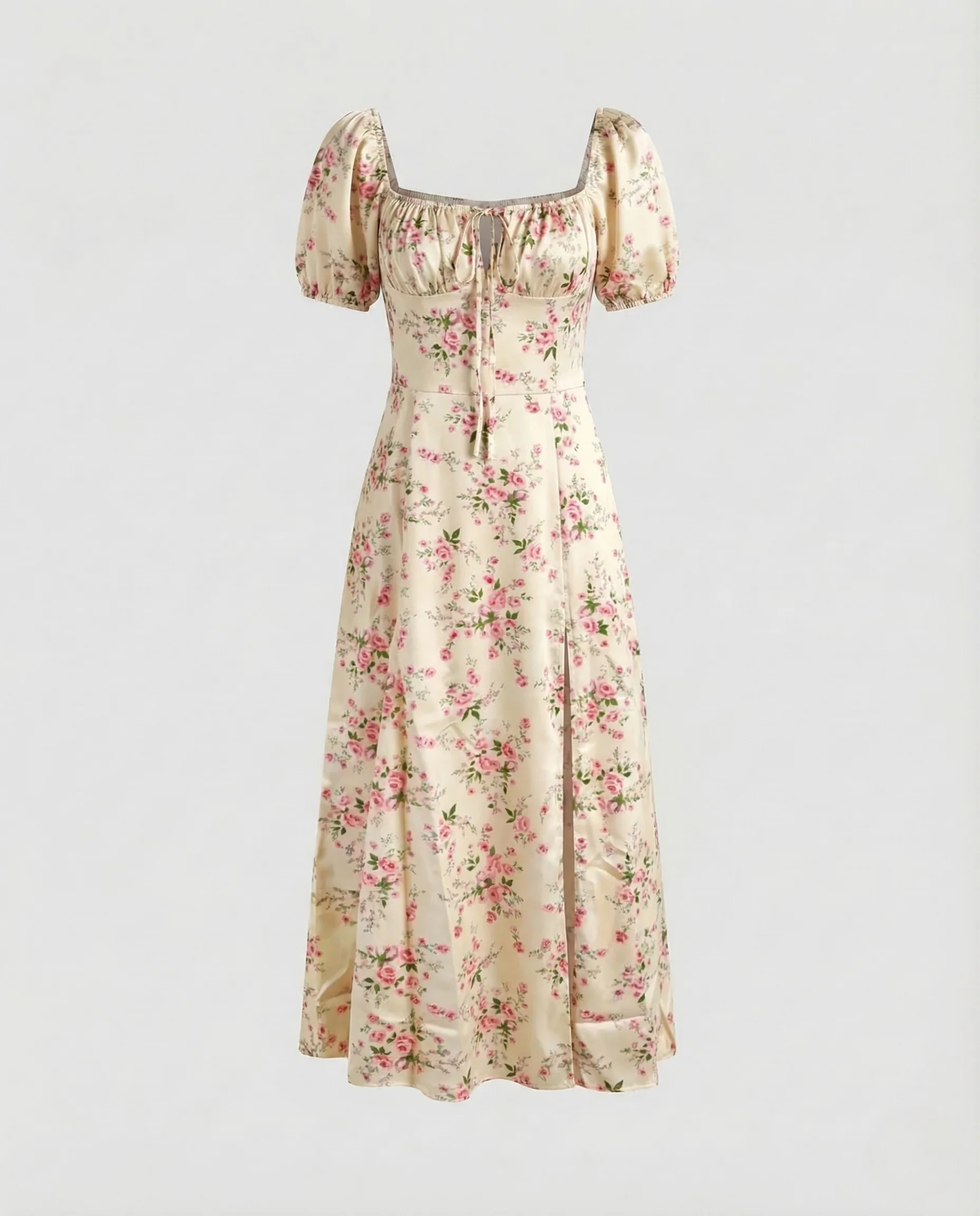 Damen Midikleid Puffärmel Korsage - Image 12