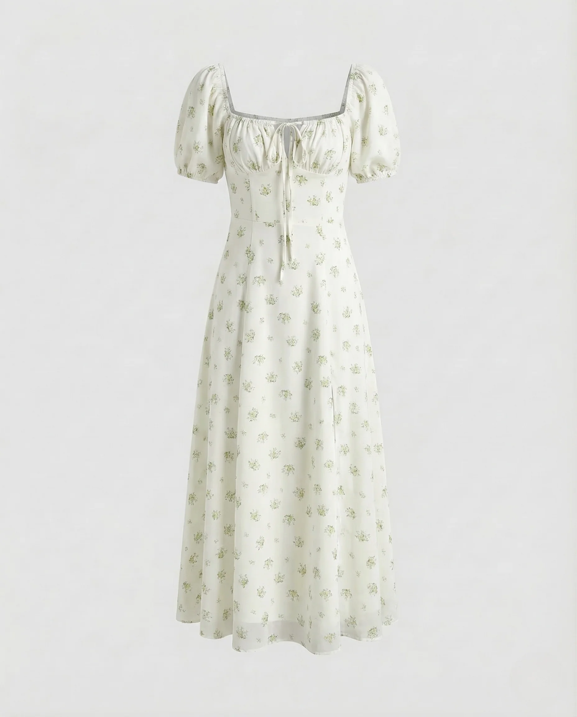Damen Midikleid Puffärmel Korsage - Image 13