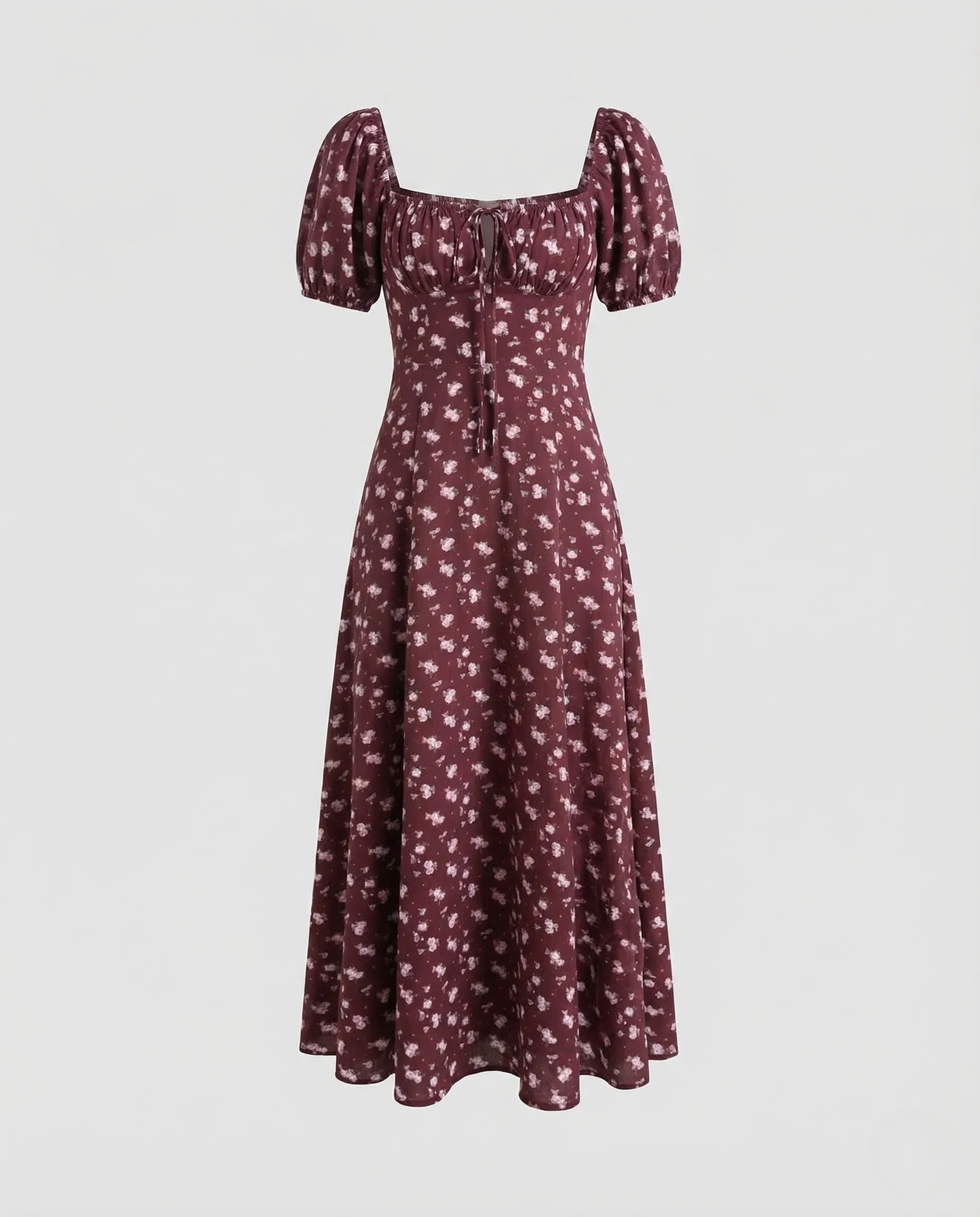 Damen Midikleid Puffärmel Korsage - Image 5