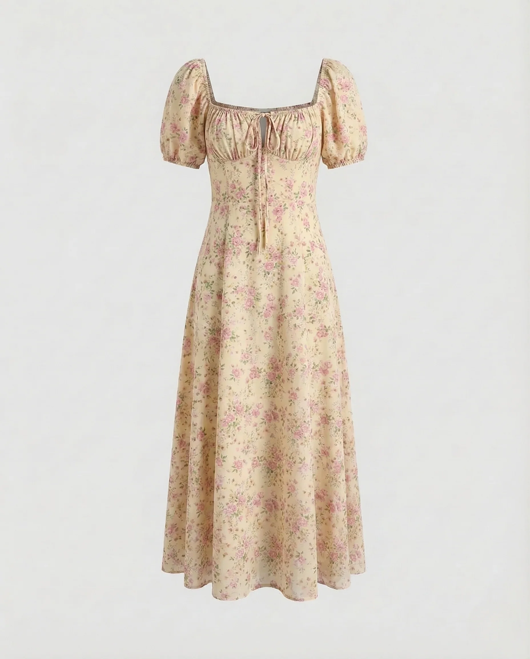 Damen Midikleid Puffärmel Korsage - Image 7