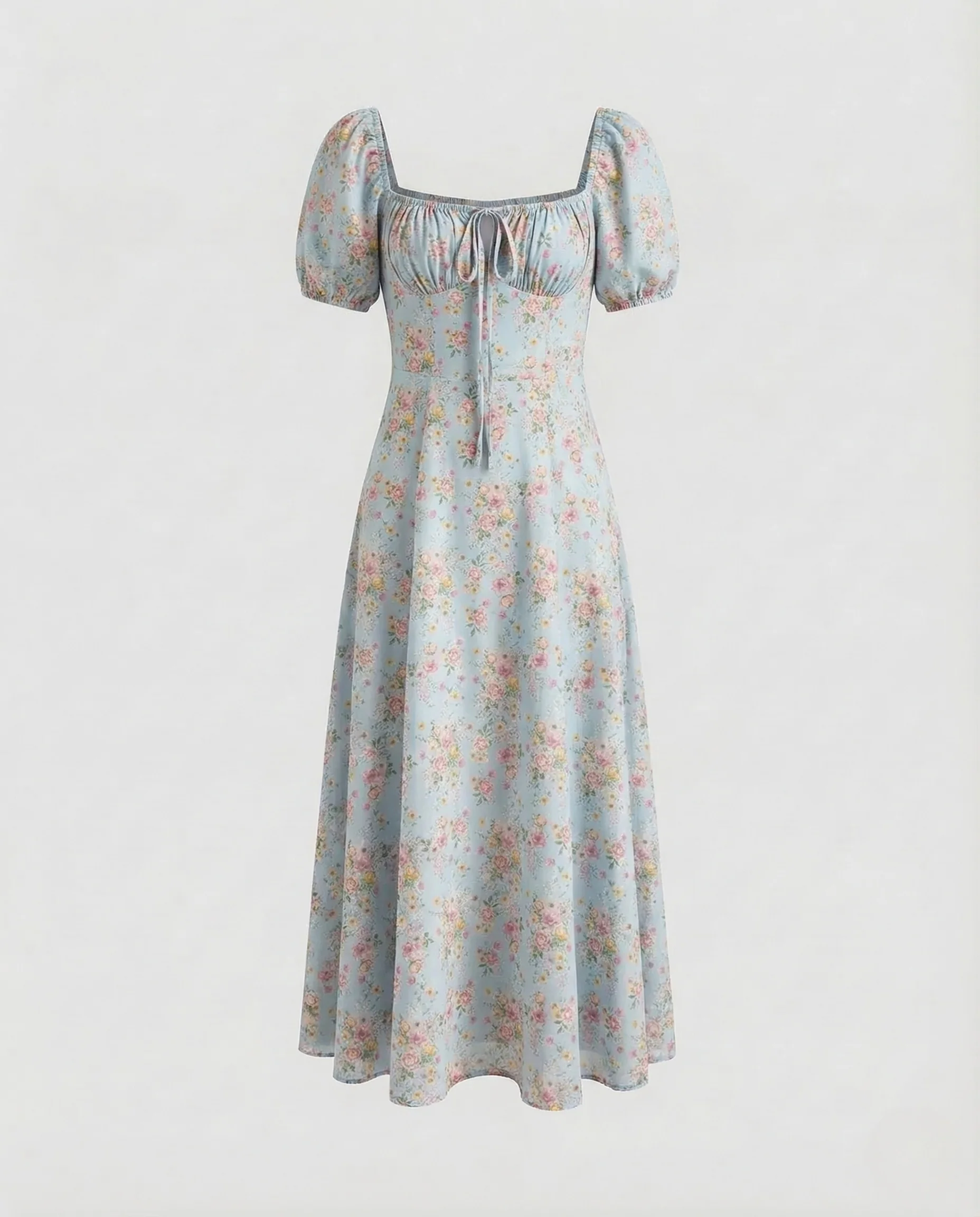 Damen Midikleid Puffärmel Korsage - Image 9
