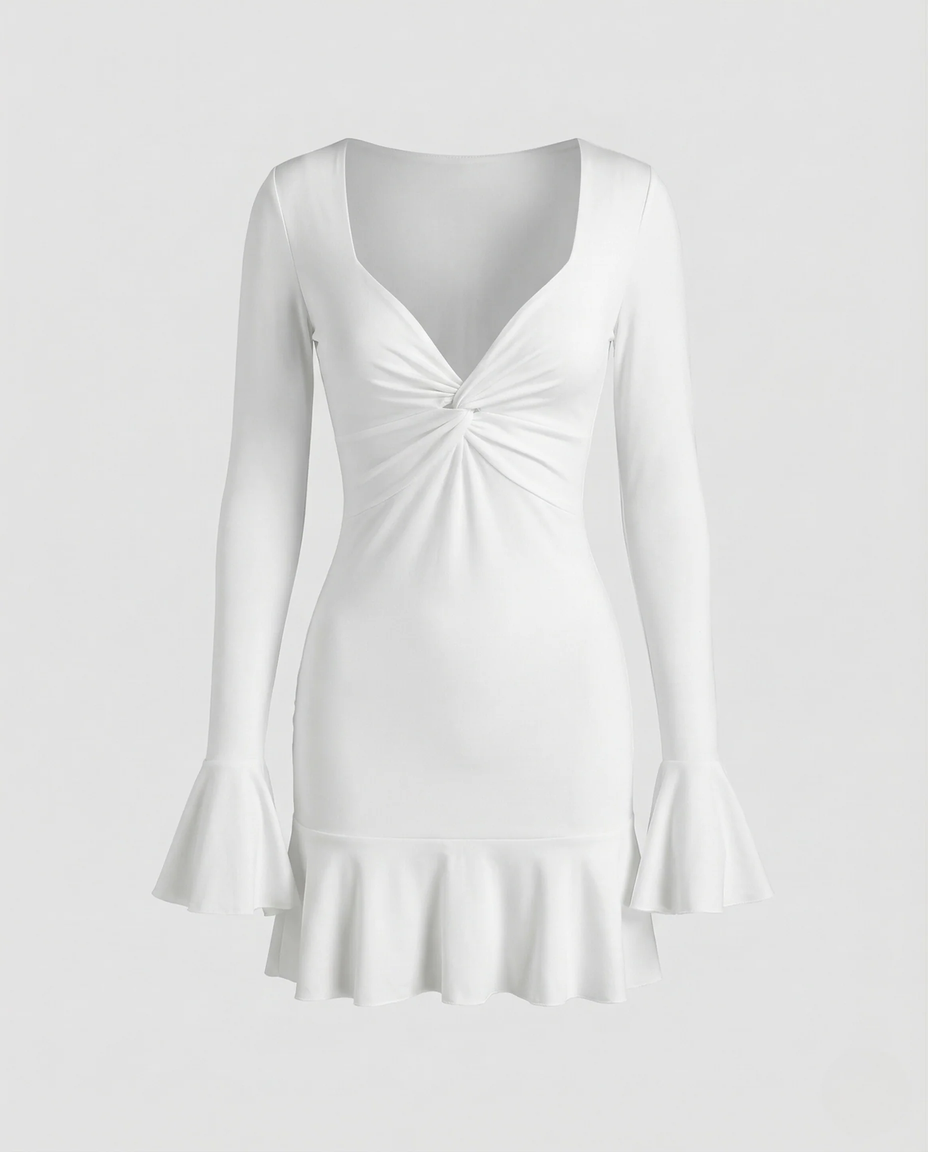Damen Midikleid Herzausschnitt Volantärmel - Image 5