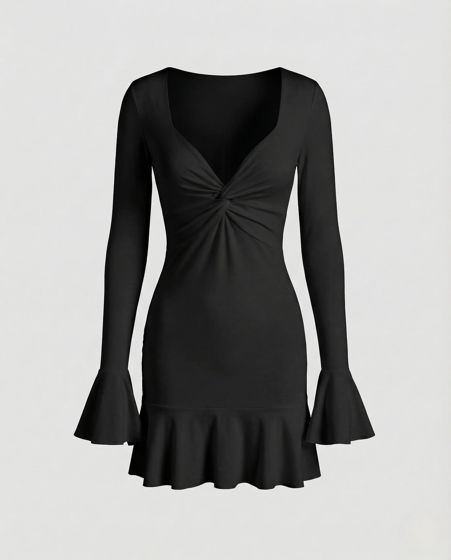 Damen Midikleid Herzausschnitt Volantärmel - Image 6