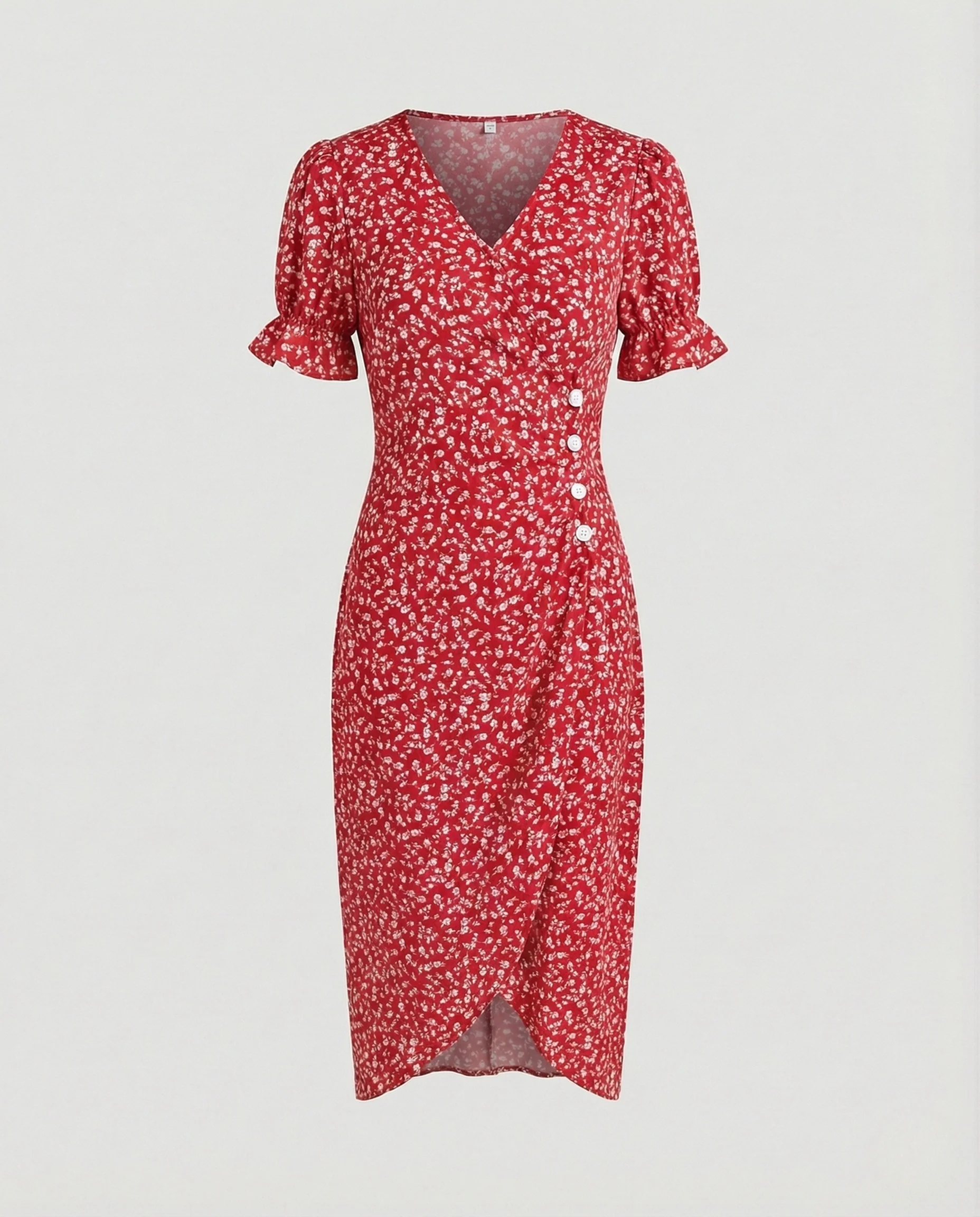 Tailliertes Midikleid Mit Puffärmeln Damen - Image 14