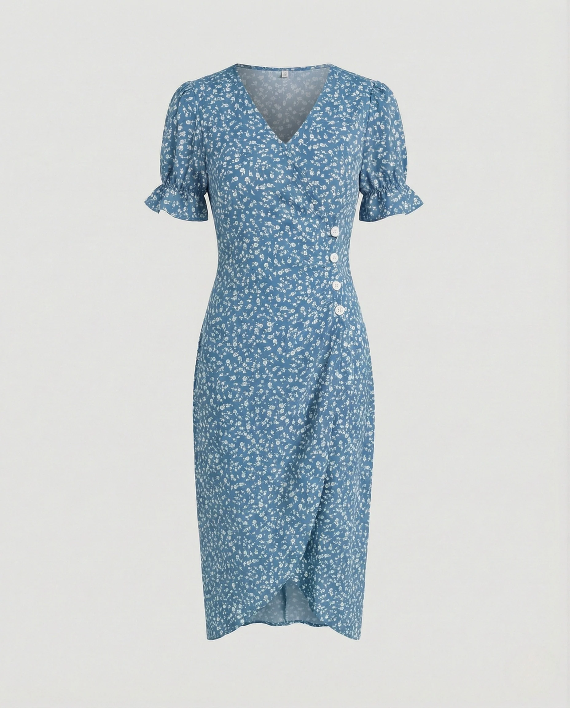 Tailliertes Midikleid Mit Puffärmeln Damen - Image 6