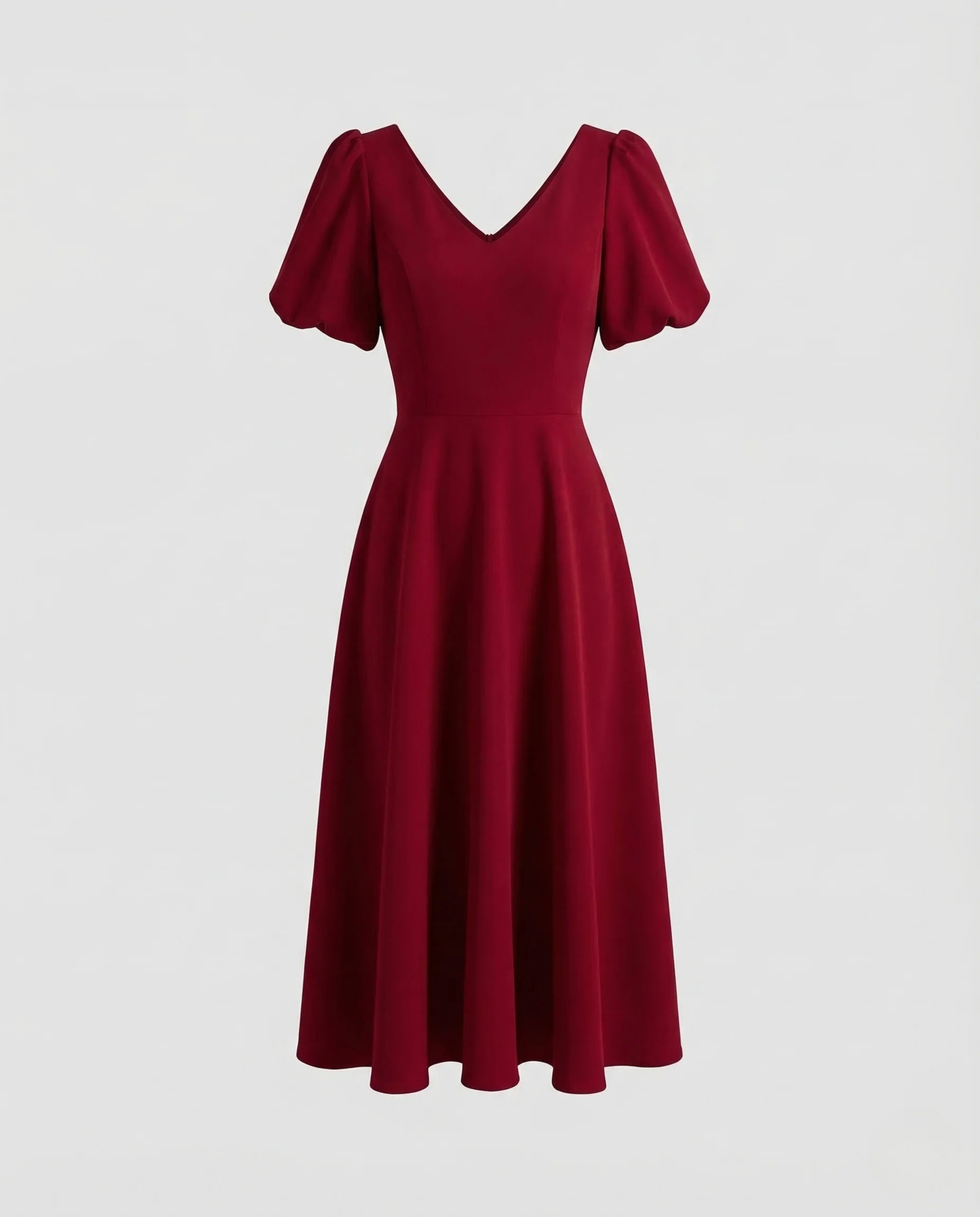 Damen Midikleid V Ausschnitt Puffärmel - Image 5