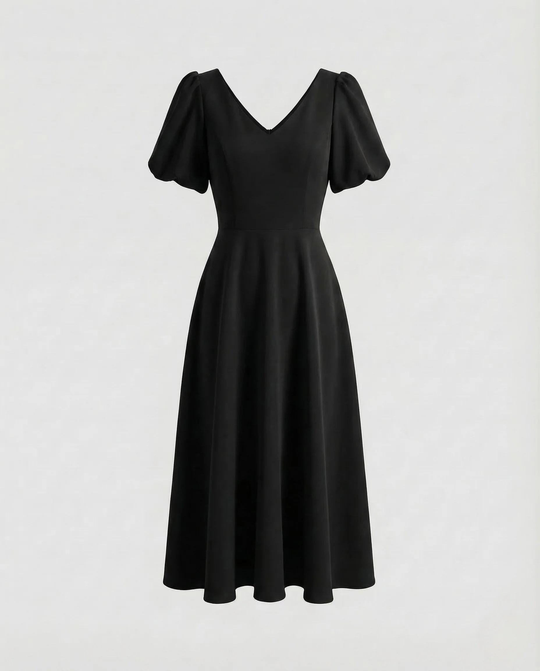 Damen Midikleid V Ausschnitt Puffärmel - Image 6