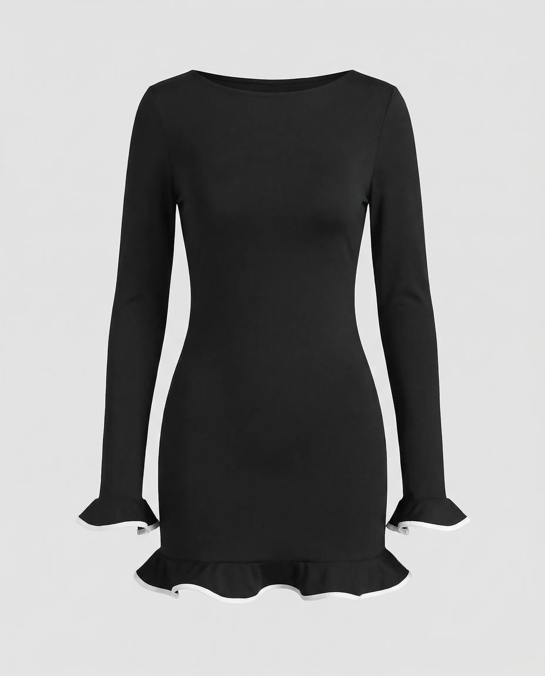Damen Minikleid Langarm Volant - Image 5