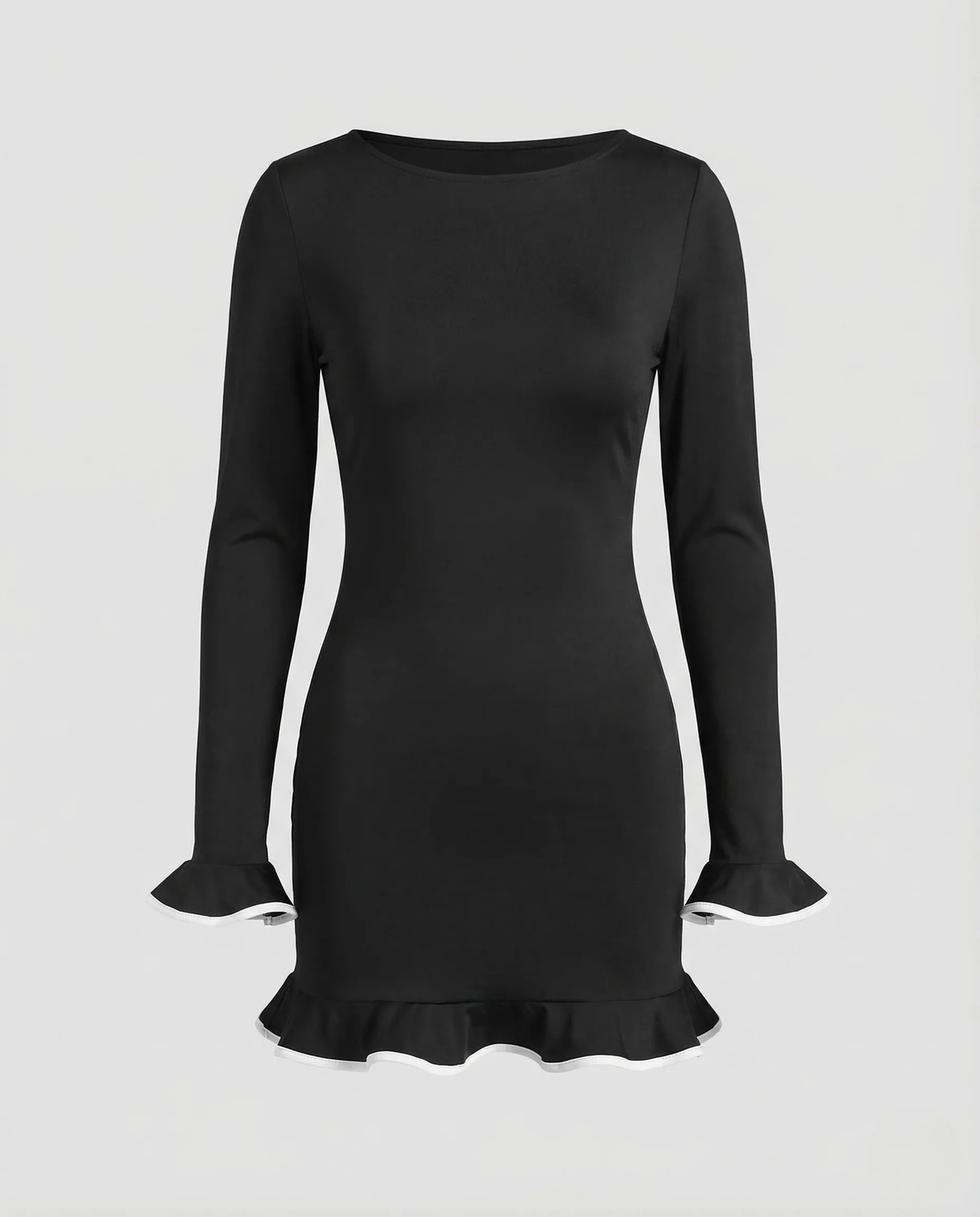 Damen Minikleid Langarm Volant - Image 5