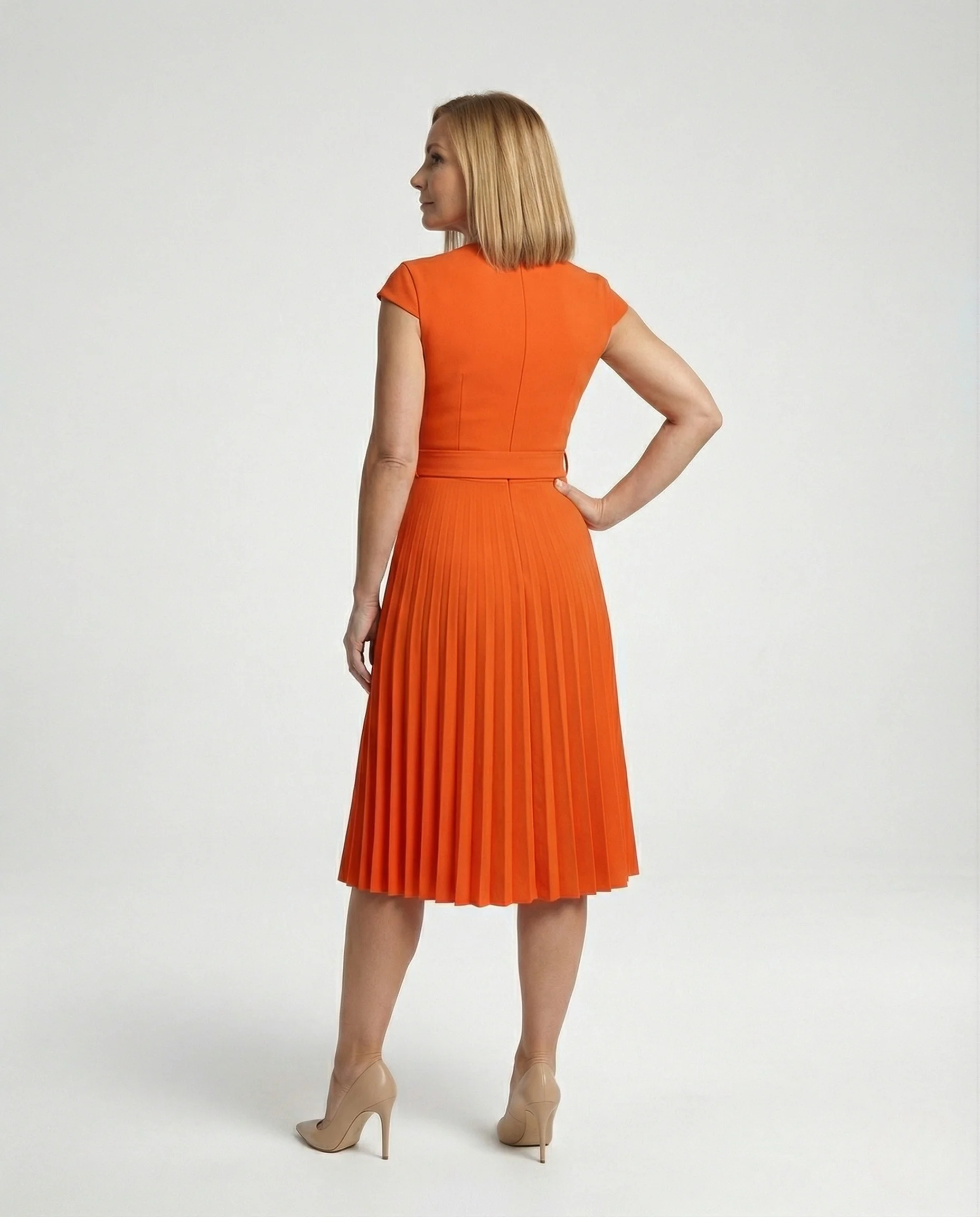 Damen Plissee-Midikleid mit Stehkragen - Image 3