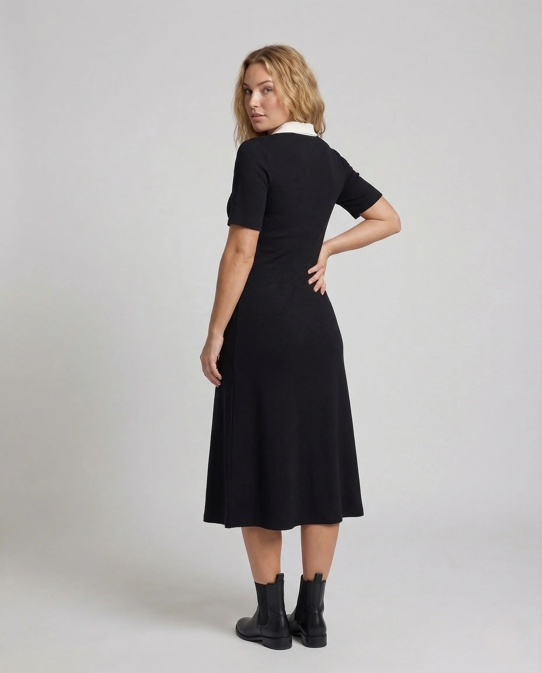 Damen Polo Midikleid Kontrastkragen - Image 4