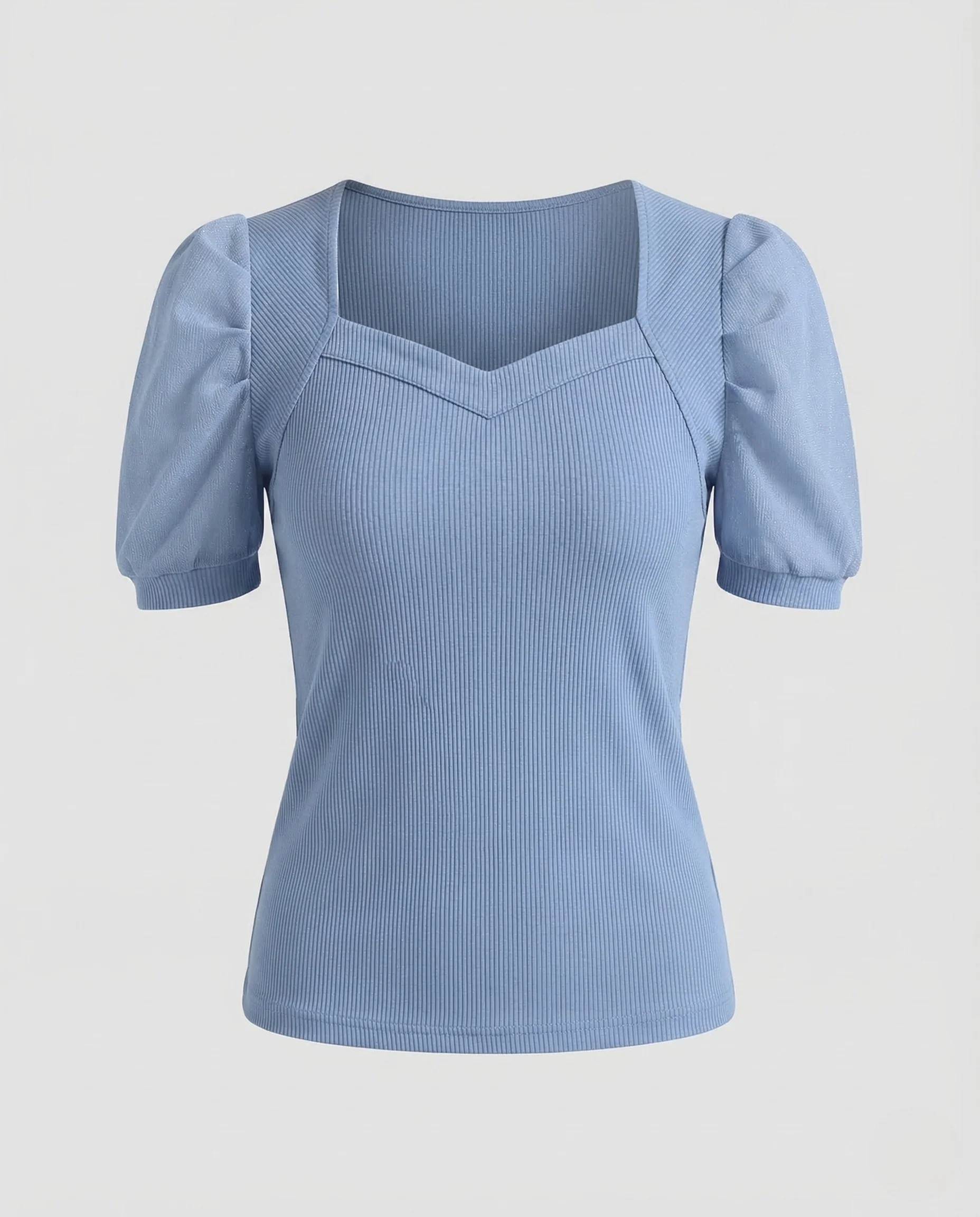 Damen Ripp Top Herz Ausschnitt - Image 5