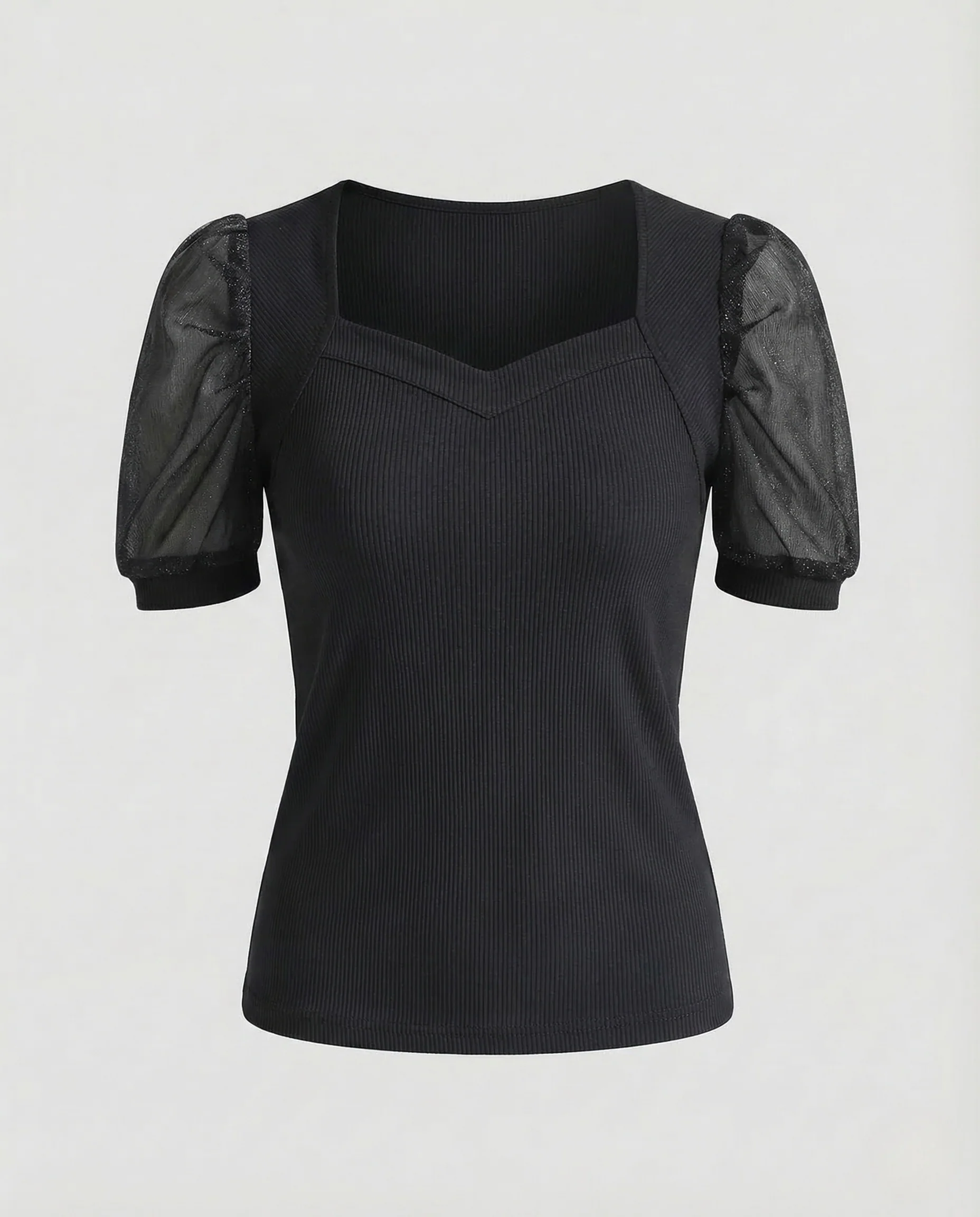 Damen Ripp Top Herz Ausschnitt - Image 6