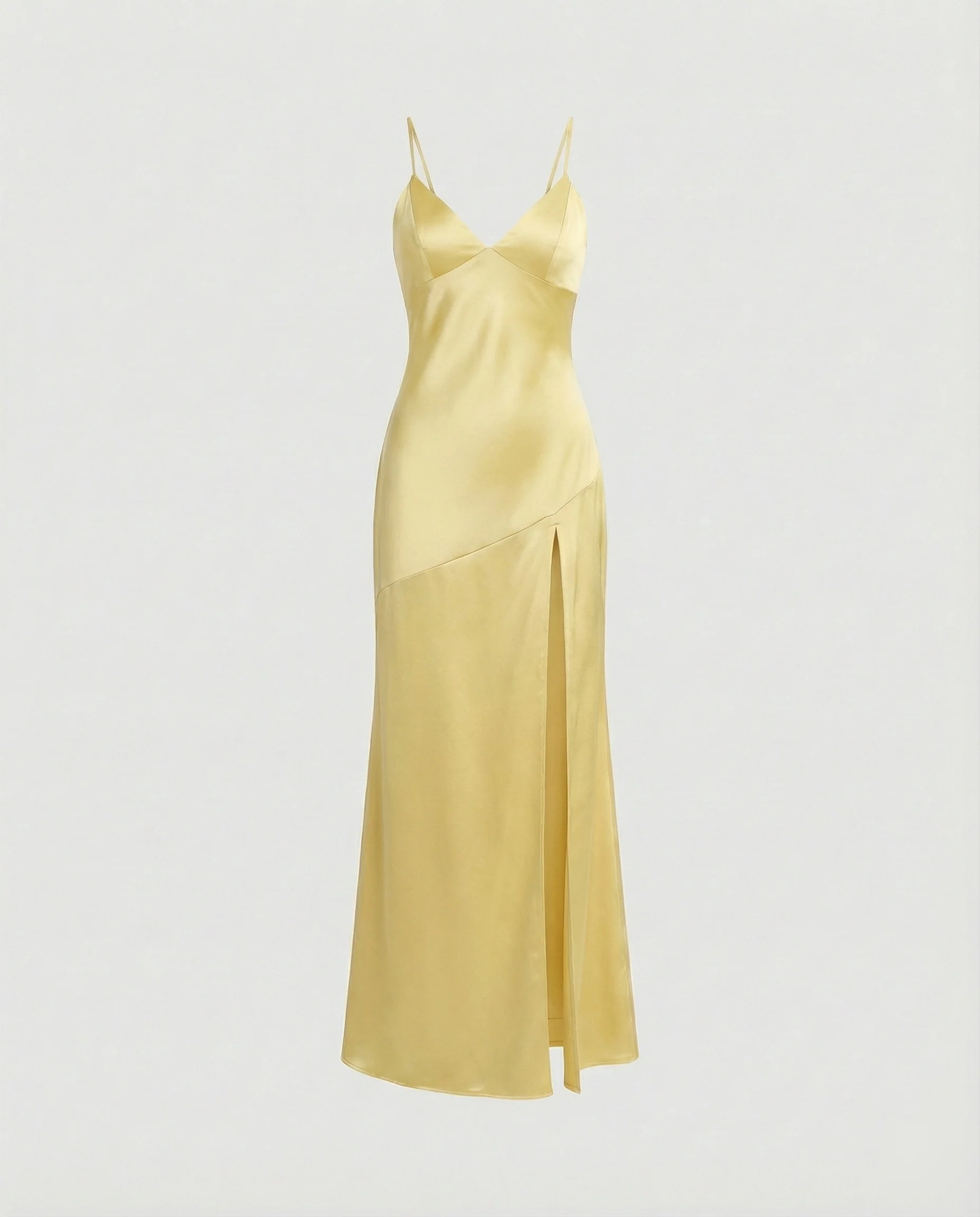 Damen Abendkleid Satin mit Schlitz - Image 2