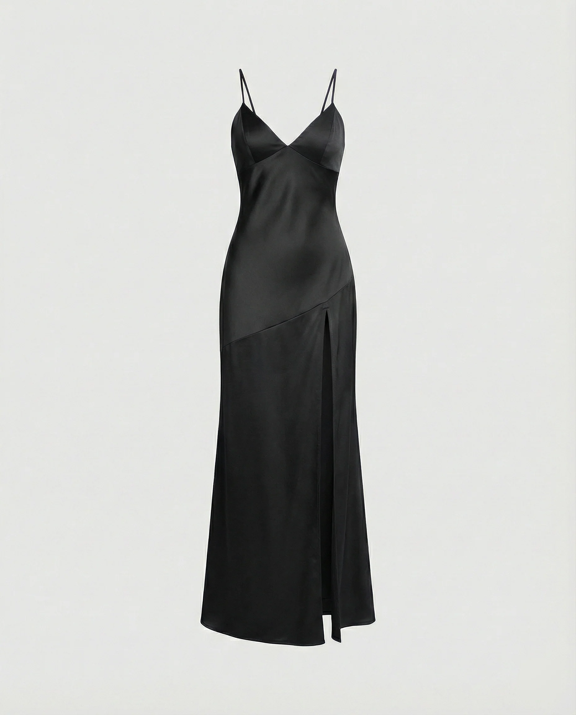Damen Abendkleid Satin mit Schlitz - Image 4