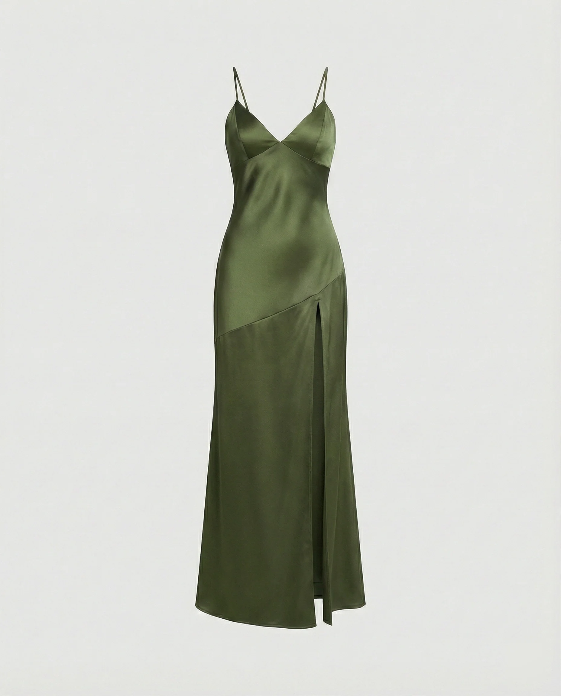 Damen Abendkleid Satin mit Schlitz - Image 5