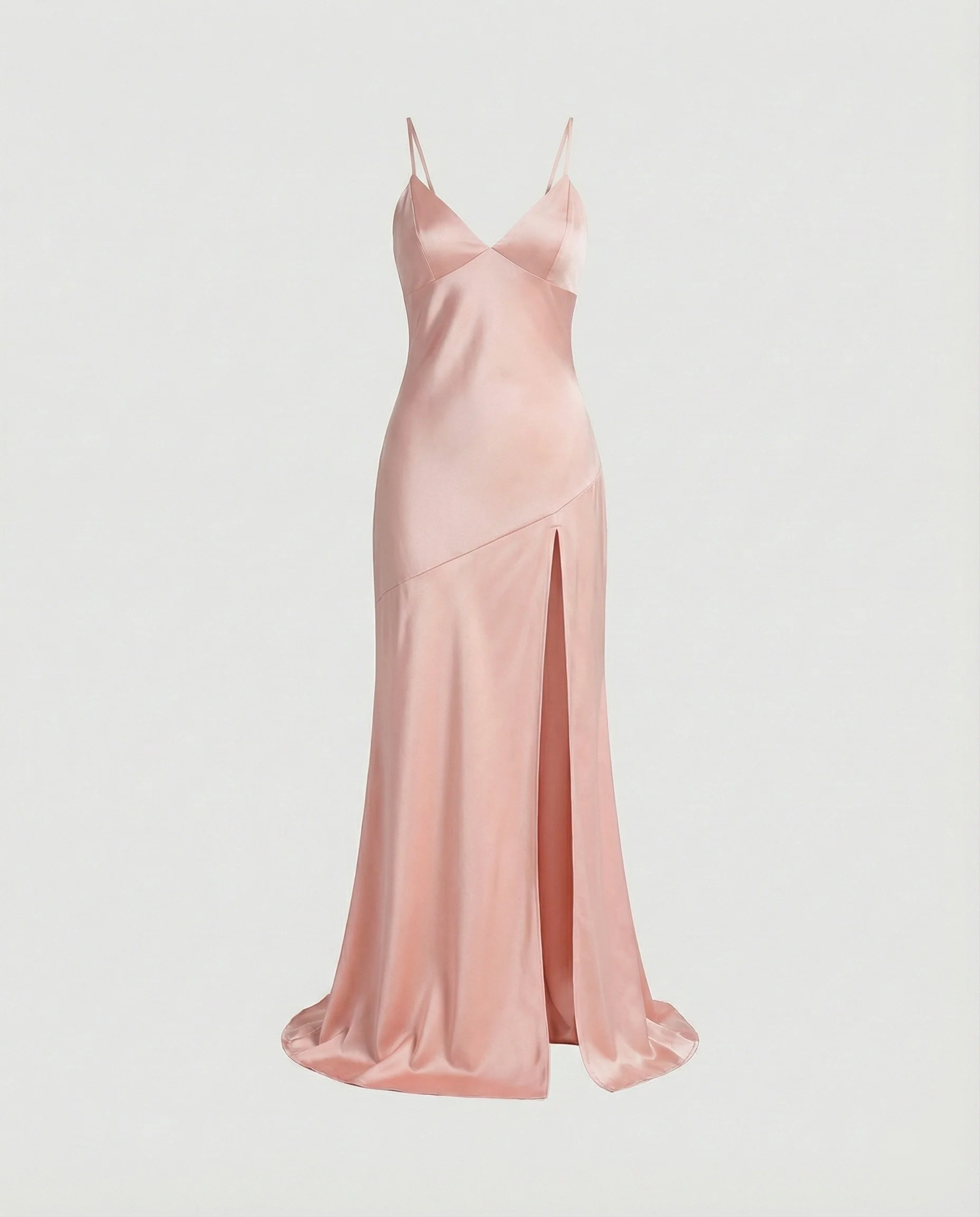 Damen Abendkleid Satin mit Schlitz - Image 6
