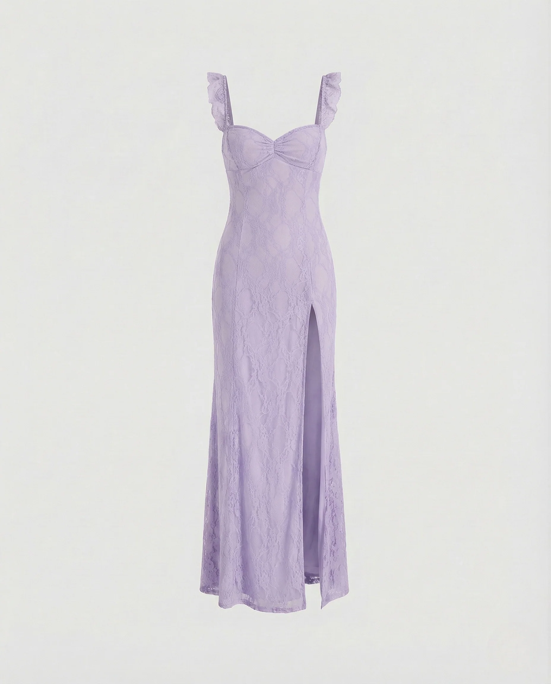 Damen Spitzen Maxikleid Herz Ausschnitt Beinschlitz - Image 5