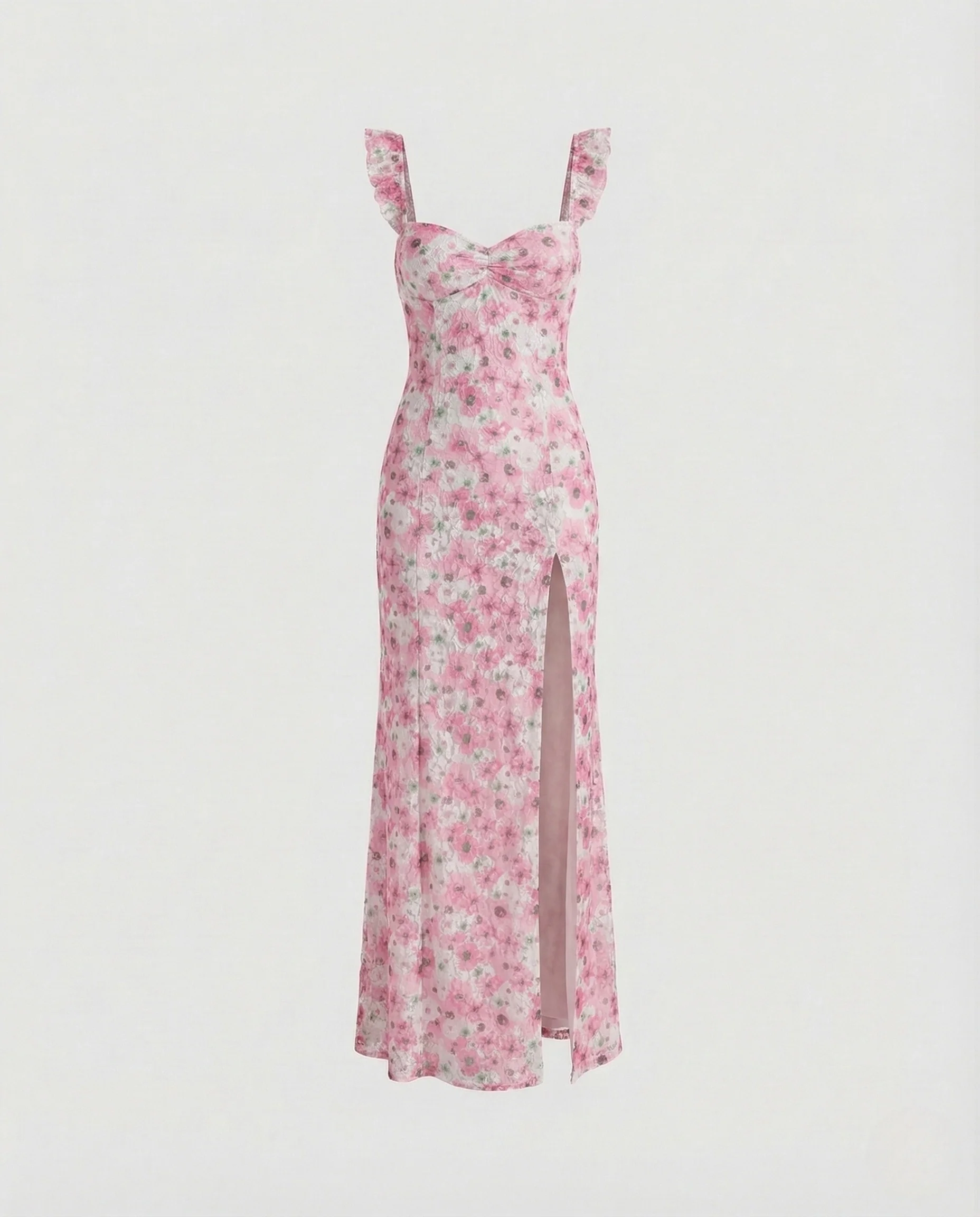 Damen Spitzen Maxikleid Herz Ausschnitt Beinschlitz - Image 7