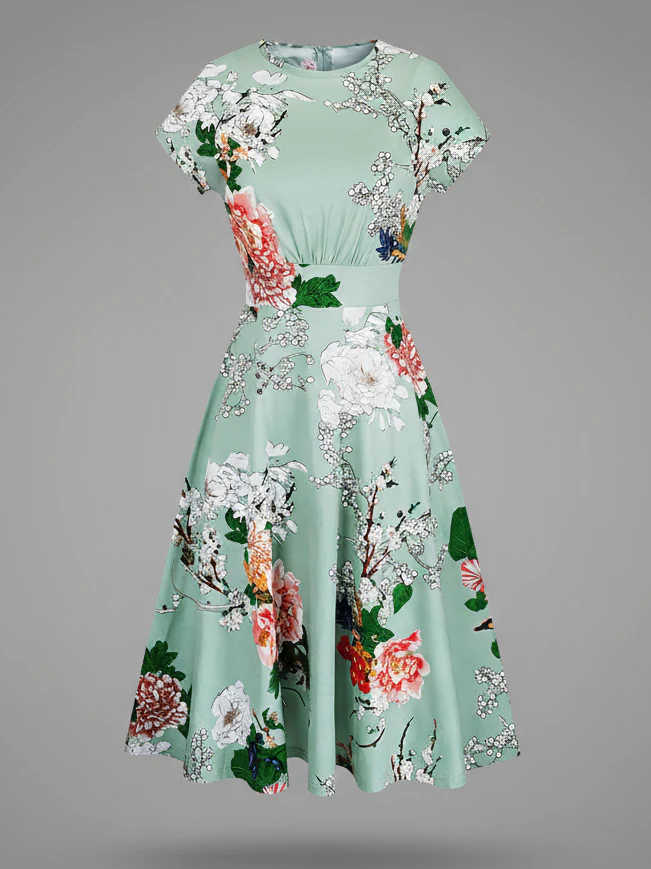 Damen Blumenkleid Midikleid Floral - Image 5