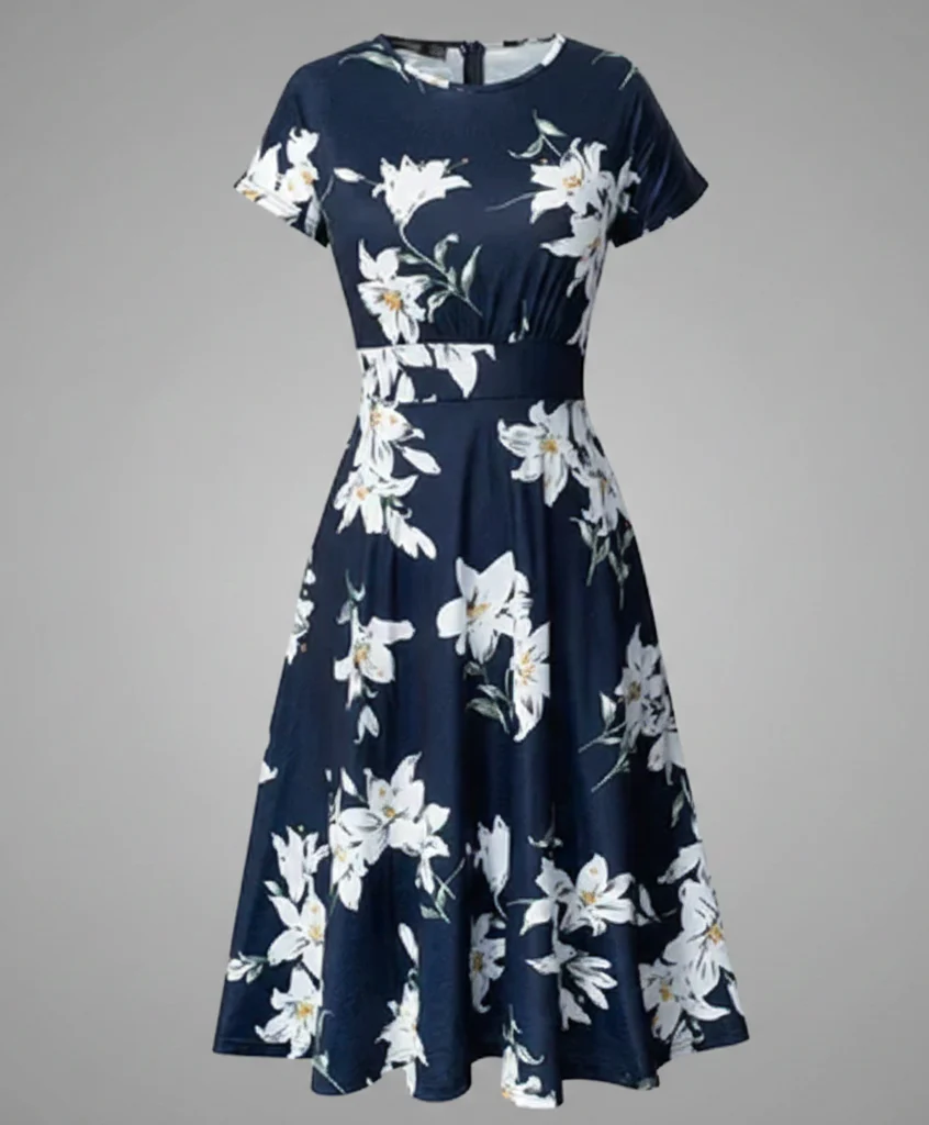 Damen Blumenkleid Midikleid Floral - Image 6