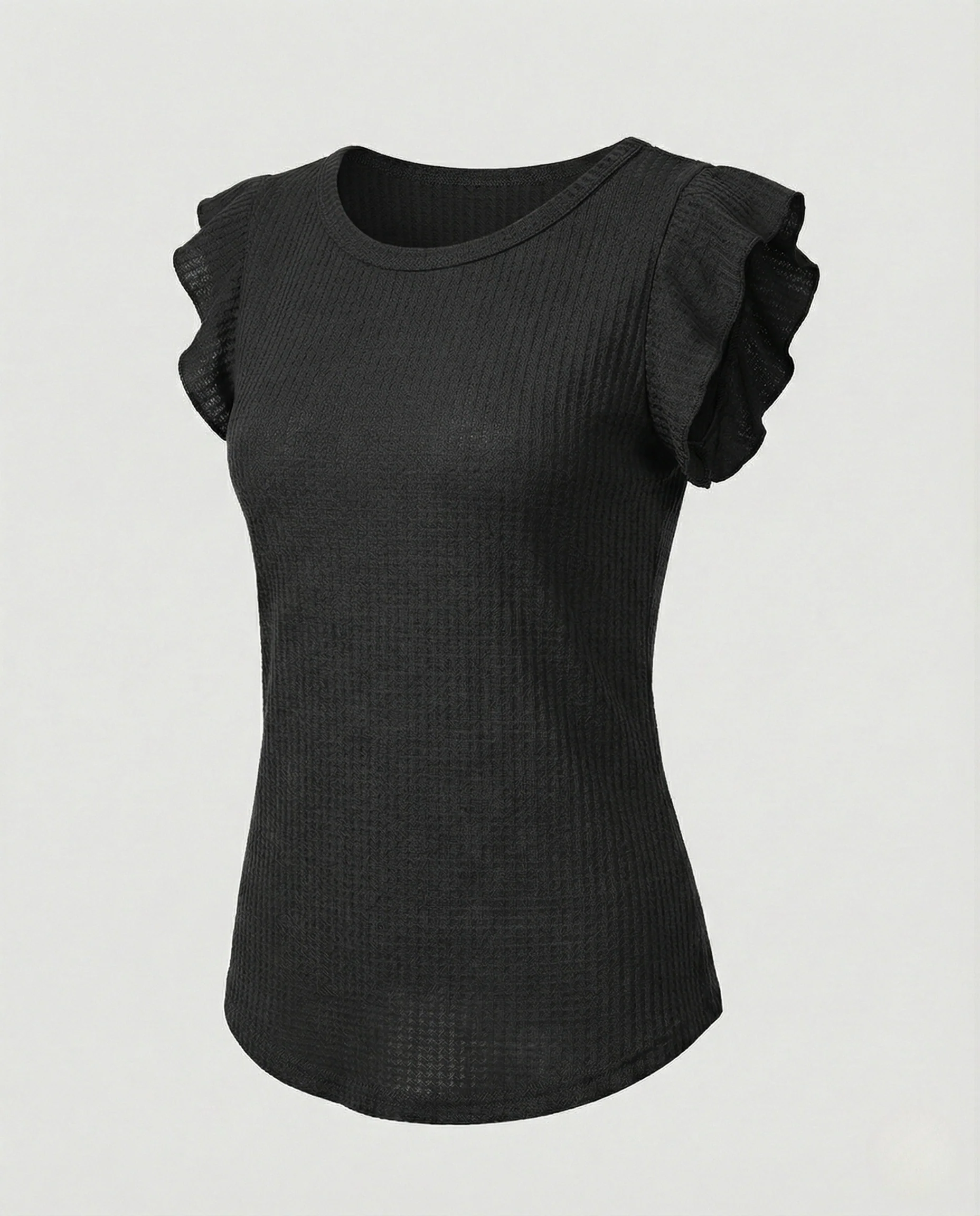 Textur Top Damen Mit Rüschenärmeln - Image 10