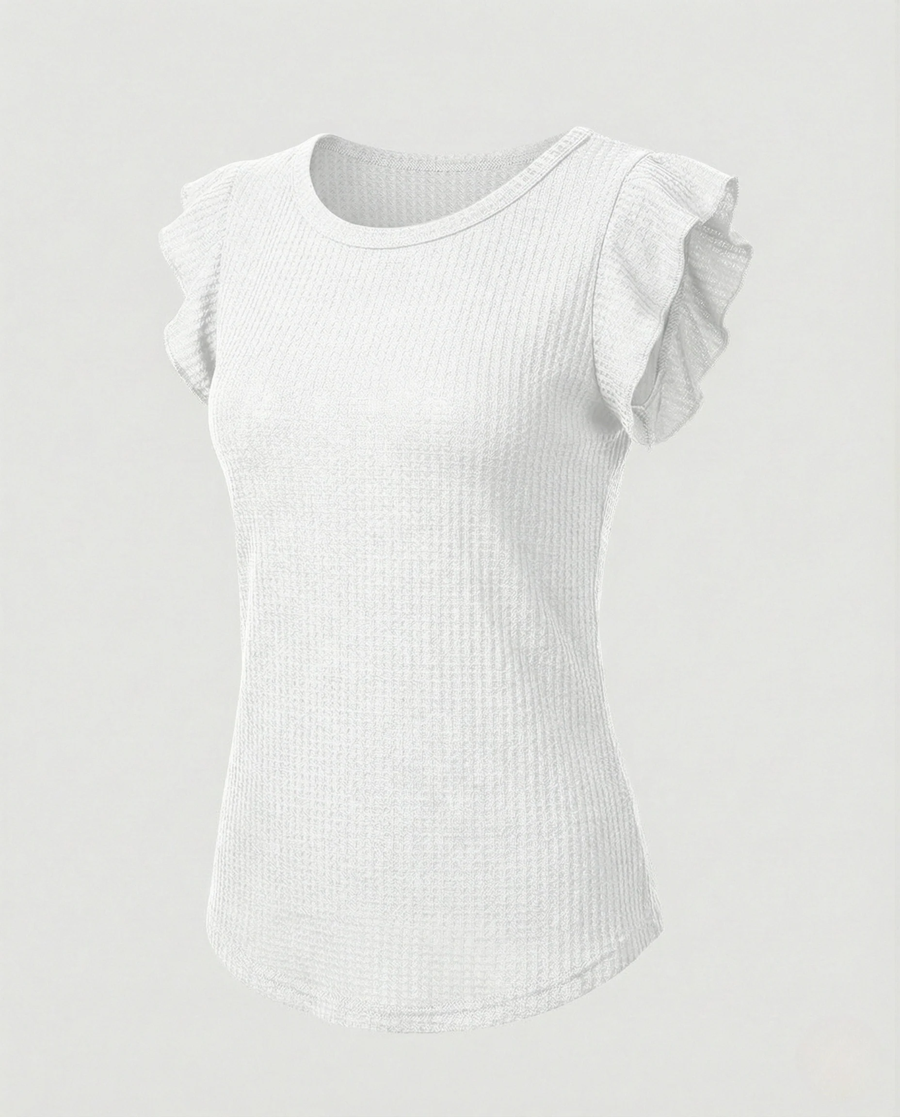 Textur Top Damen Mit Rüschenärmeln - Image 11
