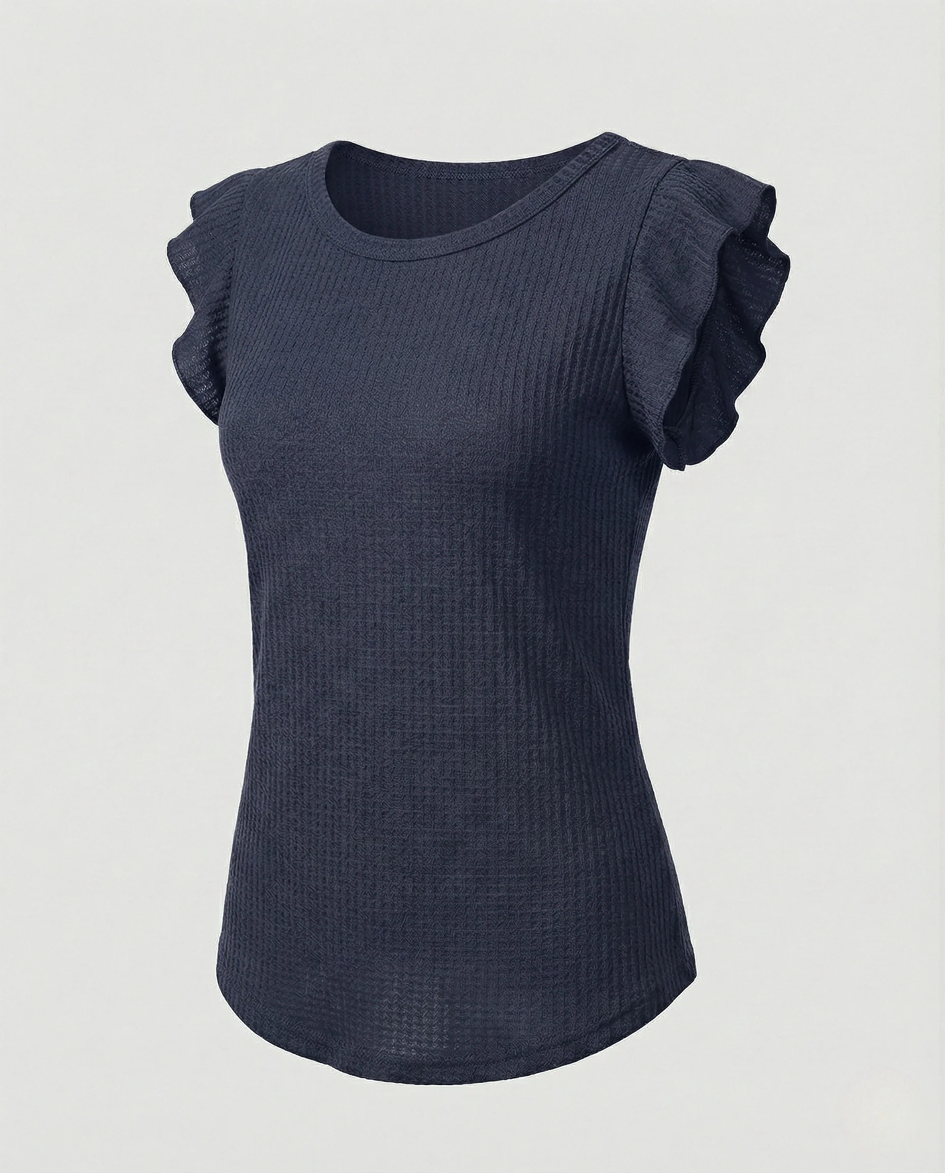 Textur Top Damen Mit Rüschenärmeln - Image 5