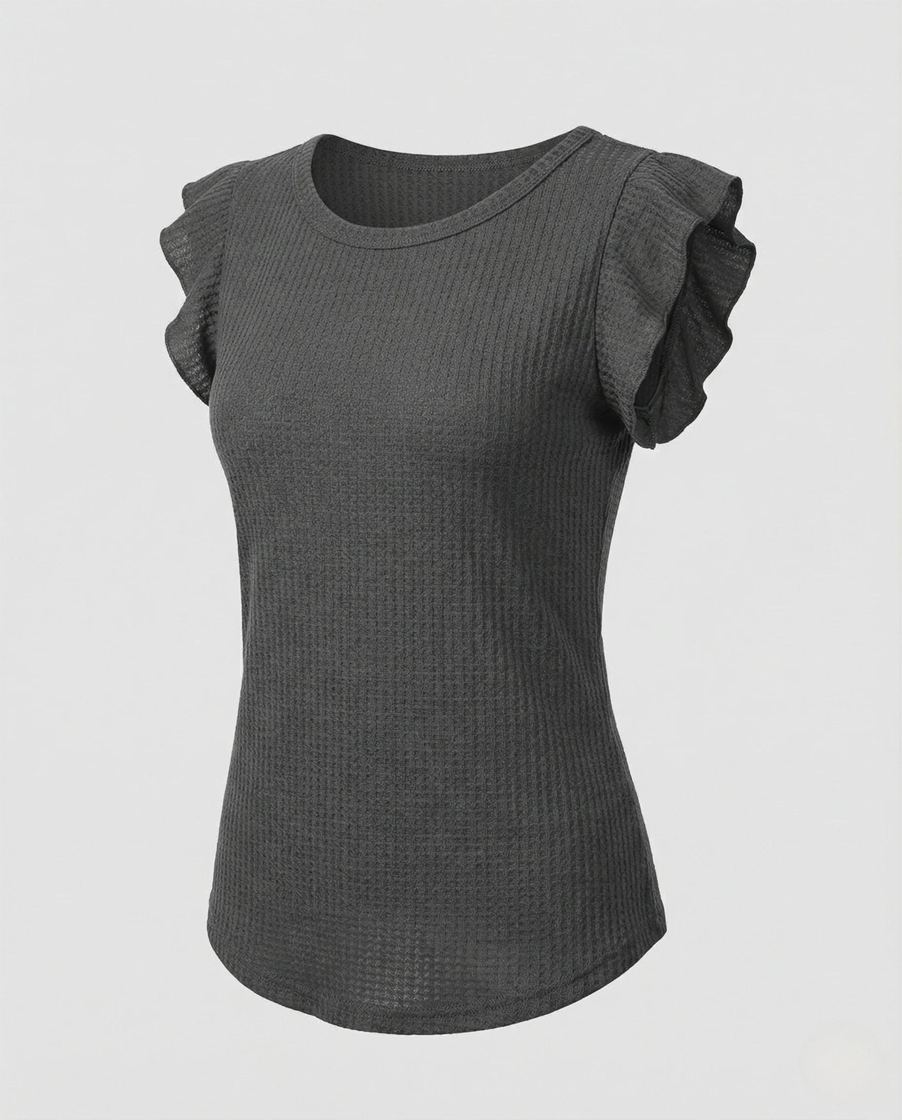 Textur Top Damen Mit Rüschenärmeln - Image 6