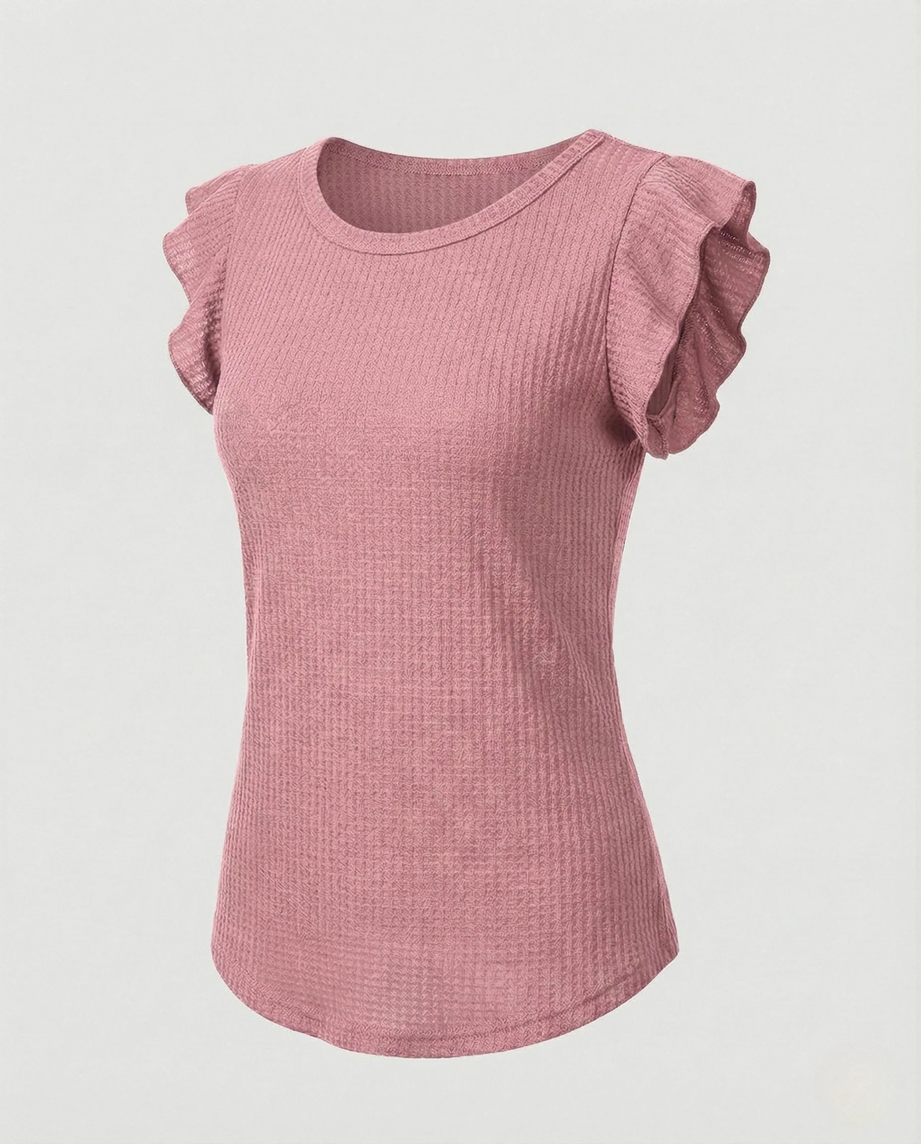 Textur Top Damen Mit Rüschenärmeln - Image 7