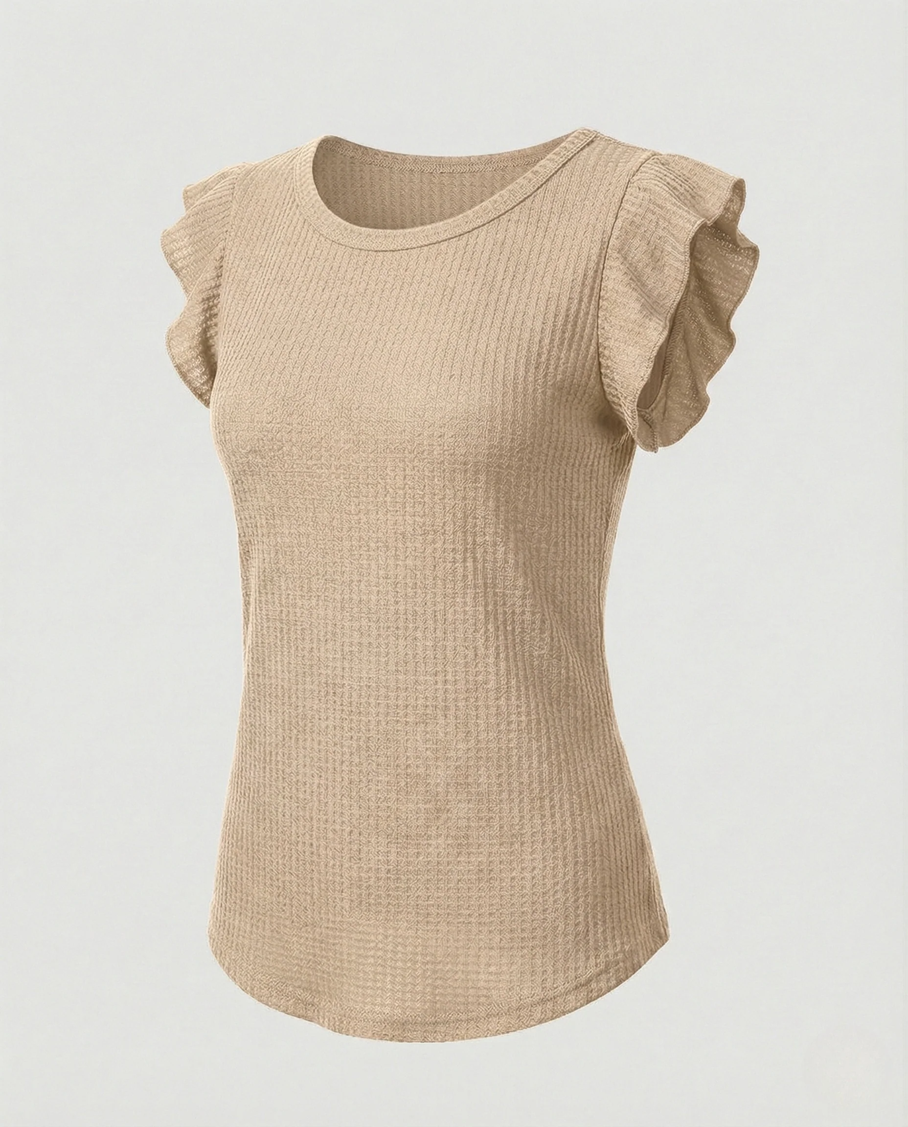 Textur Top Damen Mit Rüschenärmeln - Image 9