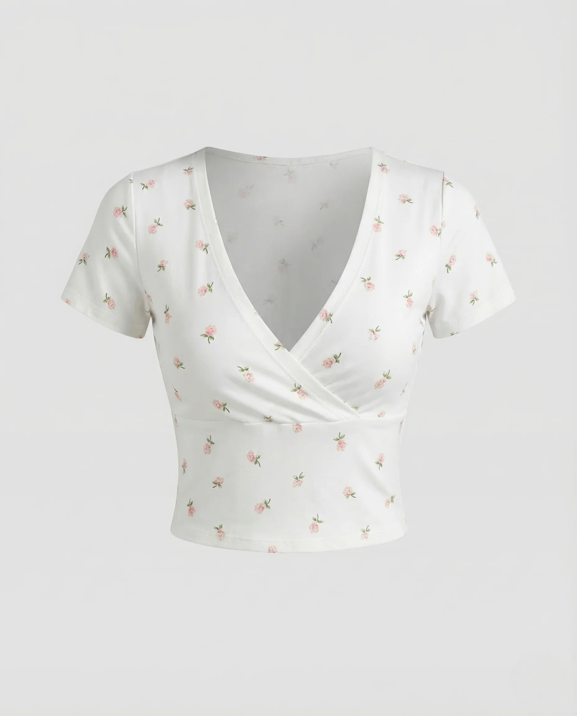Damen Crop Shirt Wickel Rosenprint - Image 5