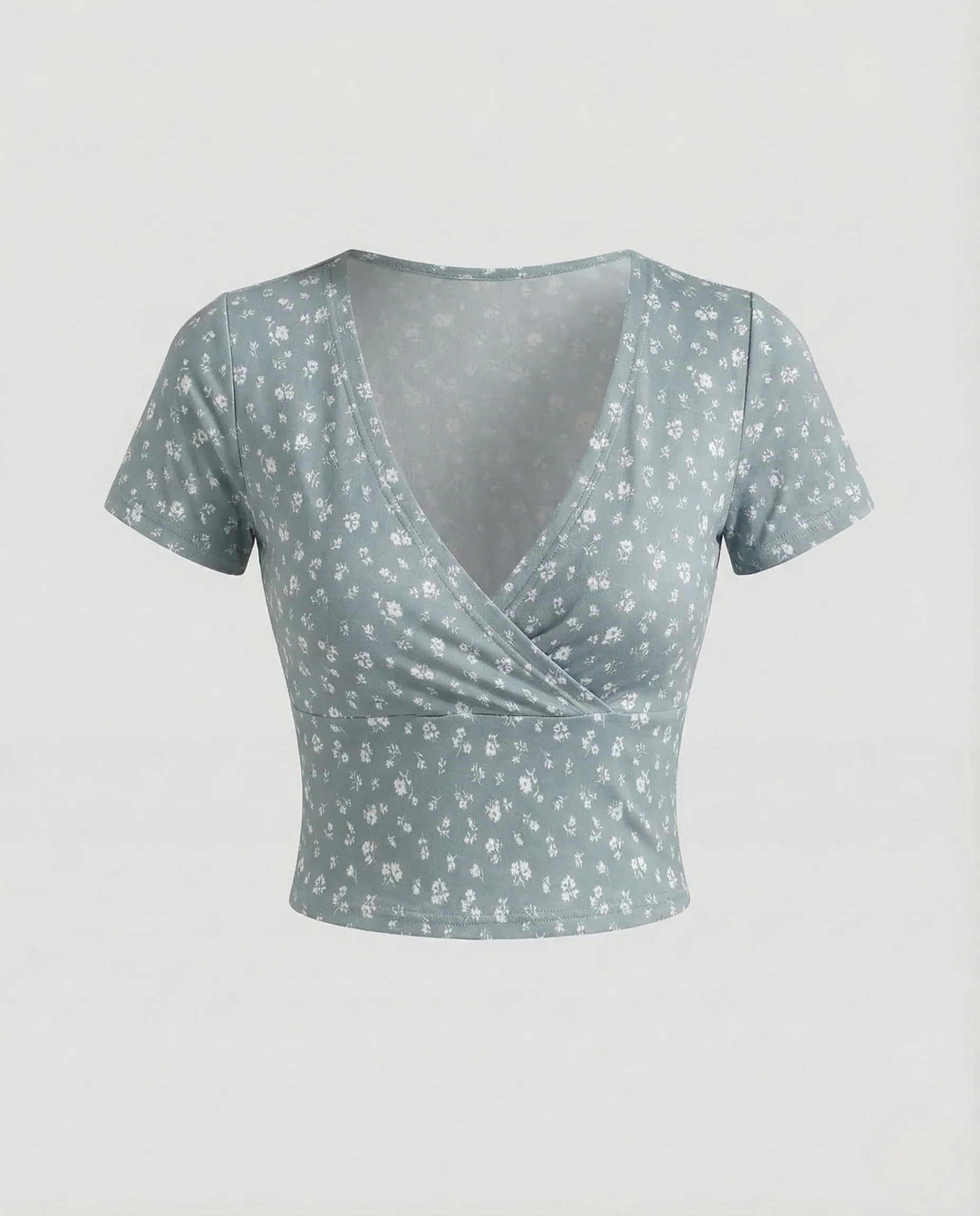 Damen Crop Shirt Wickel Rosenprint - Image 7