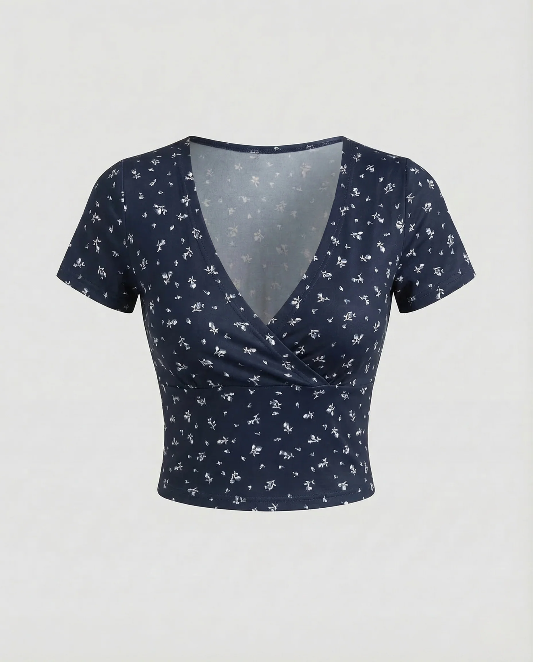 Damen Crop Shirt Wickel Rosenprint - Image 8