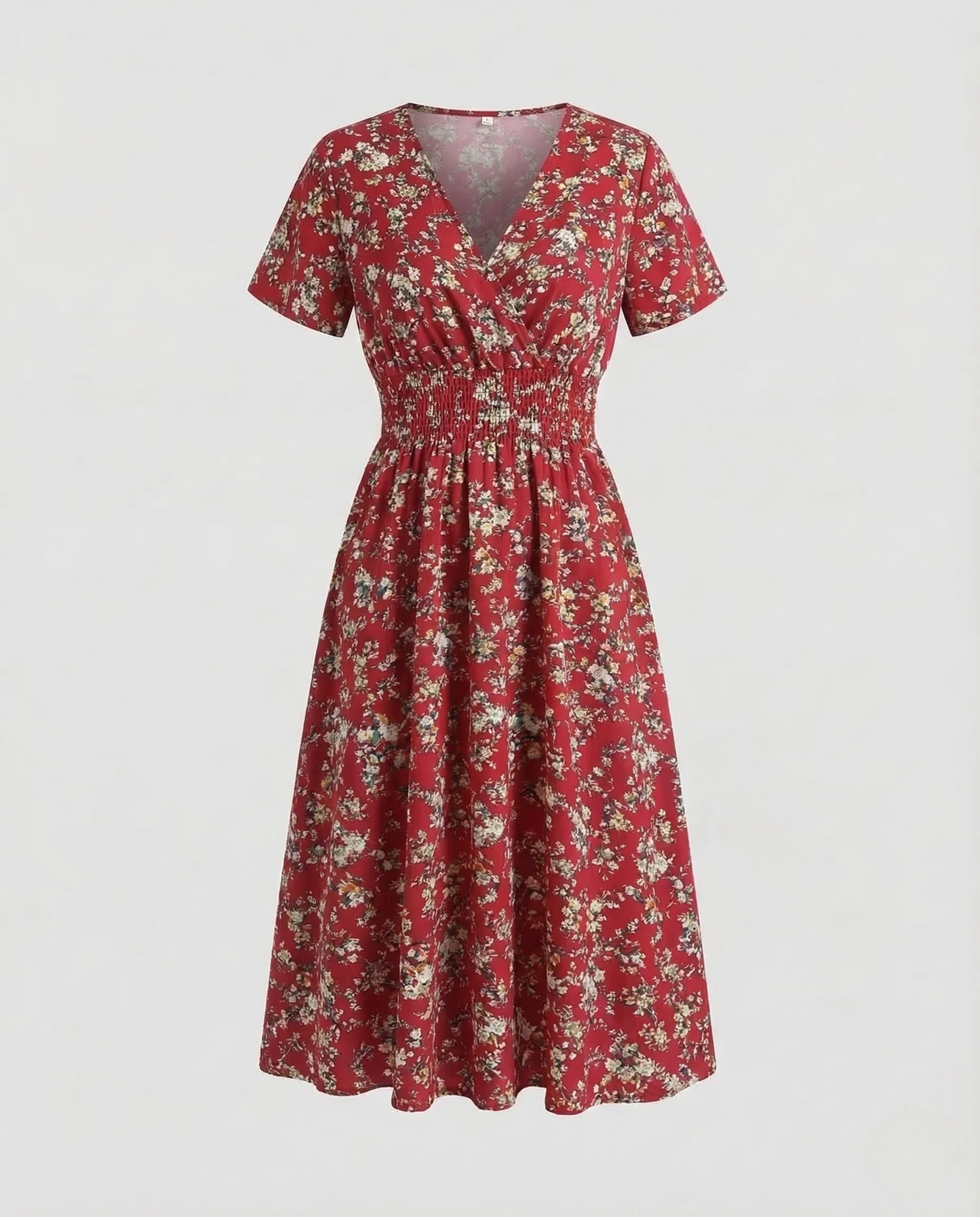 Damen Midikleid Blumen V Ausschnitt - Image 13