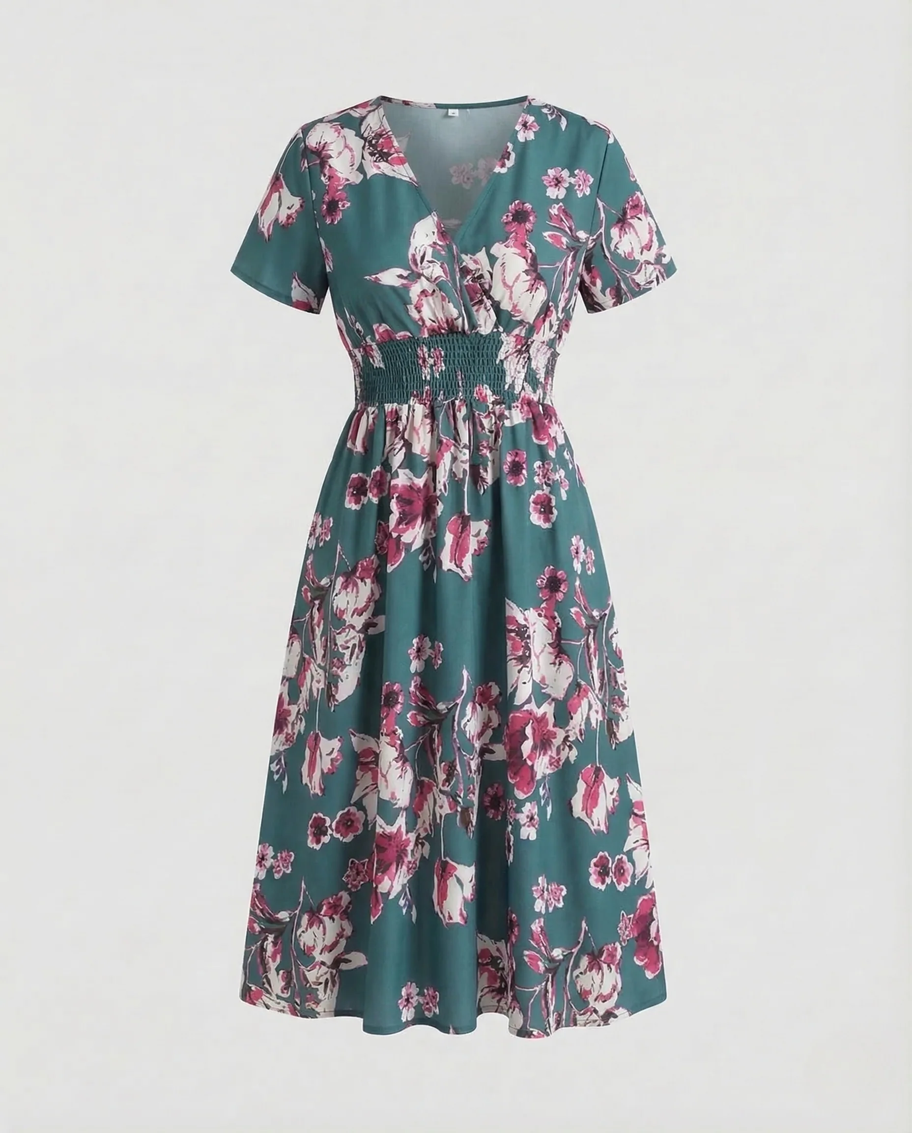 Damen Midikleid Blumen V Ausschnitt - Image 14
