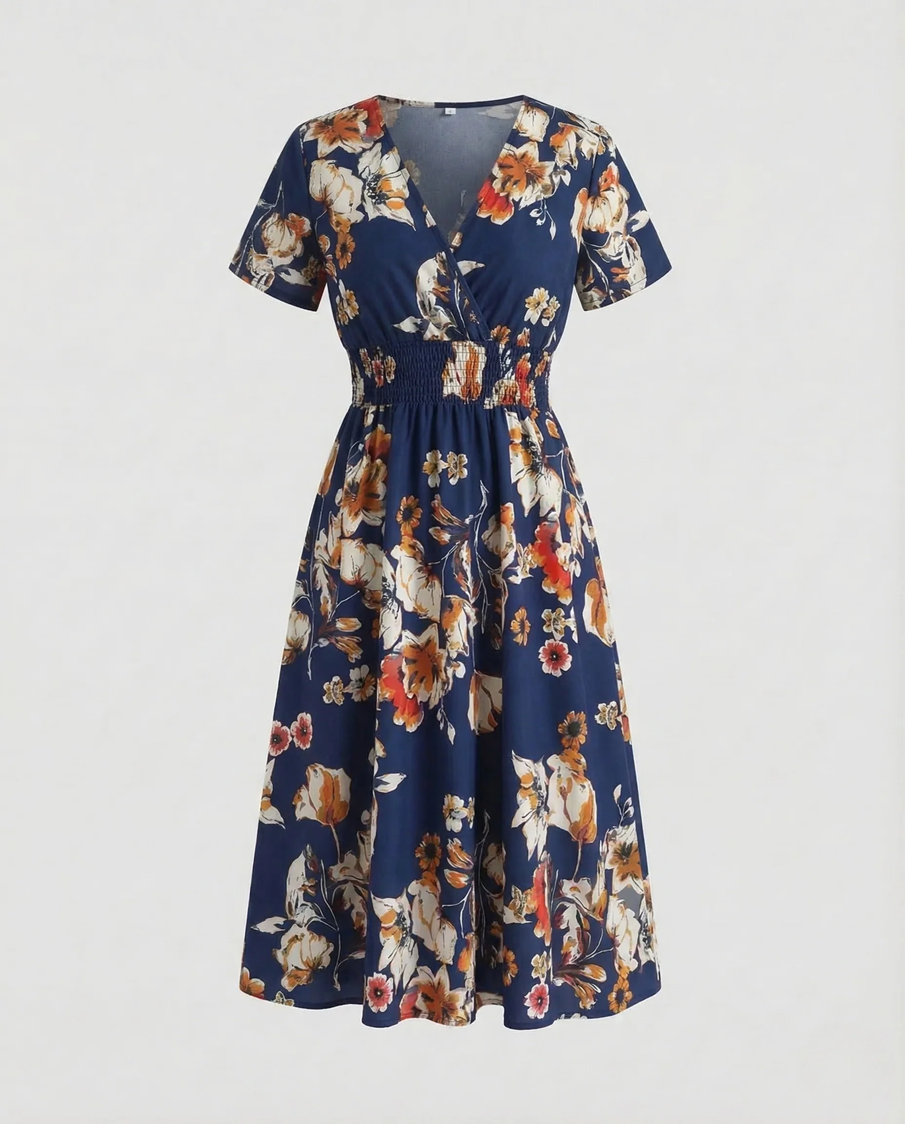 Damen Midikleid Blumen V Ausschnitt - Image 15