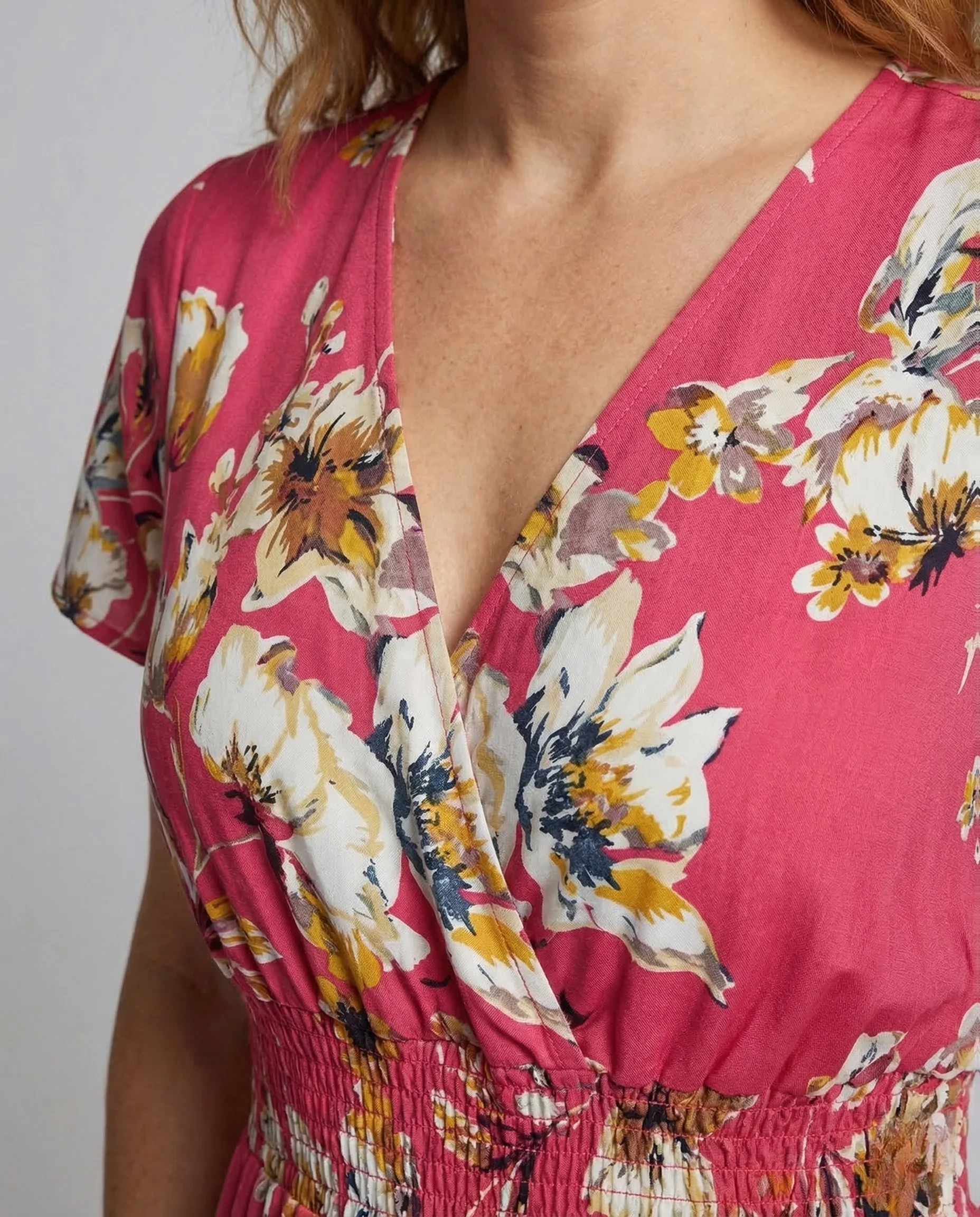Damen Midikleid Blumen V Ausschnitt - Image 3