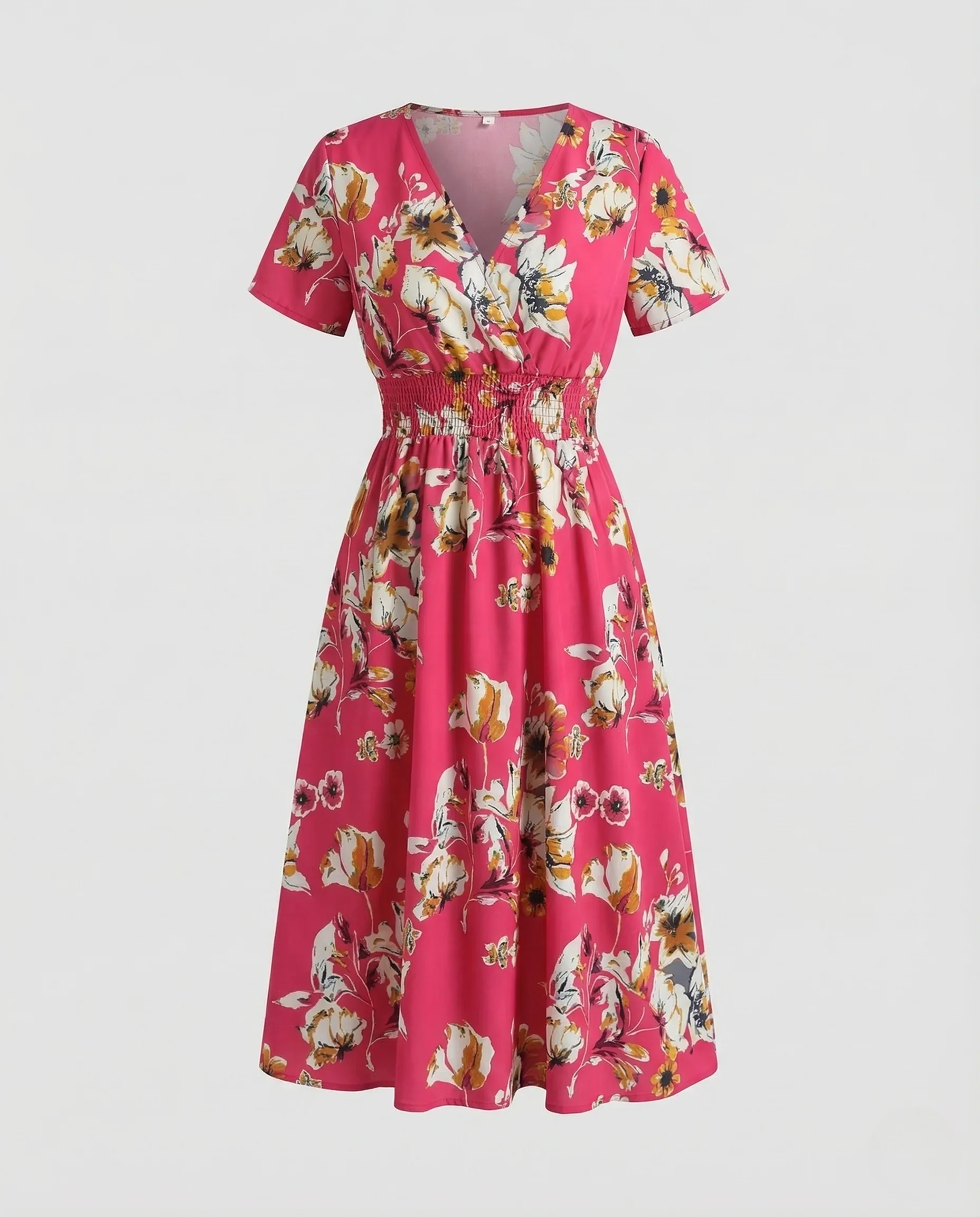Damen Midikleid Blumen V Ausschnitt - Image 5